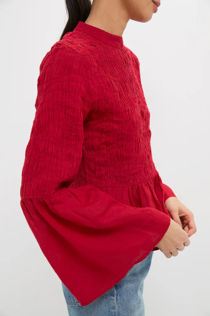 Red Imogen Solid Long Sleeve Top - Image 5
