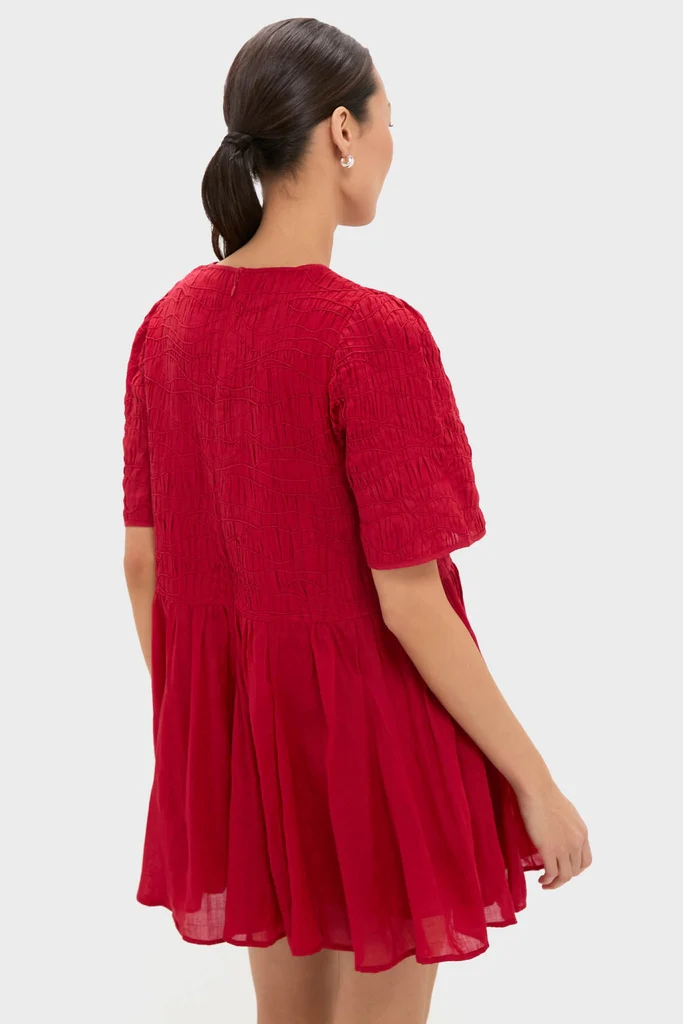 Red Imogen Solid Short Sleeve Dress - Image 4