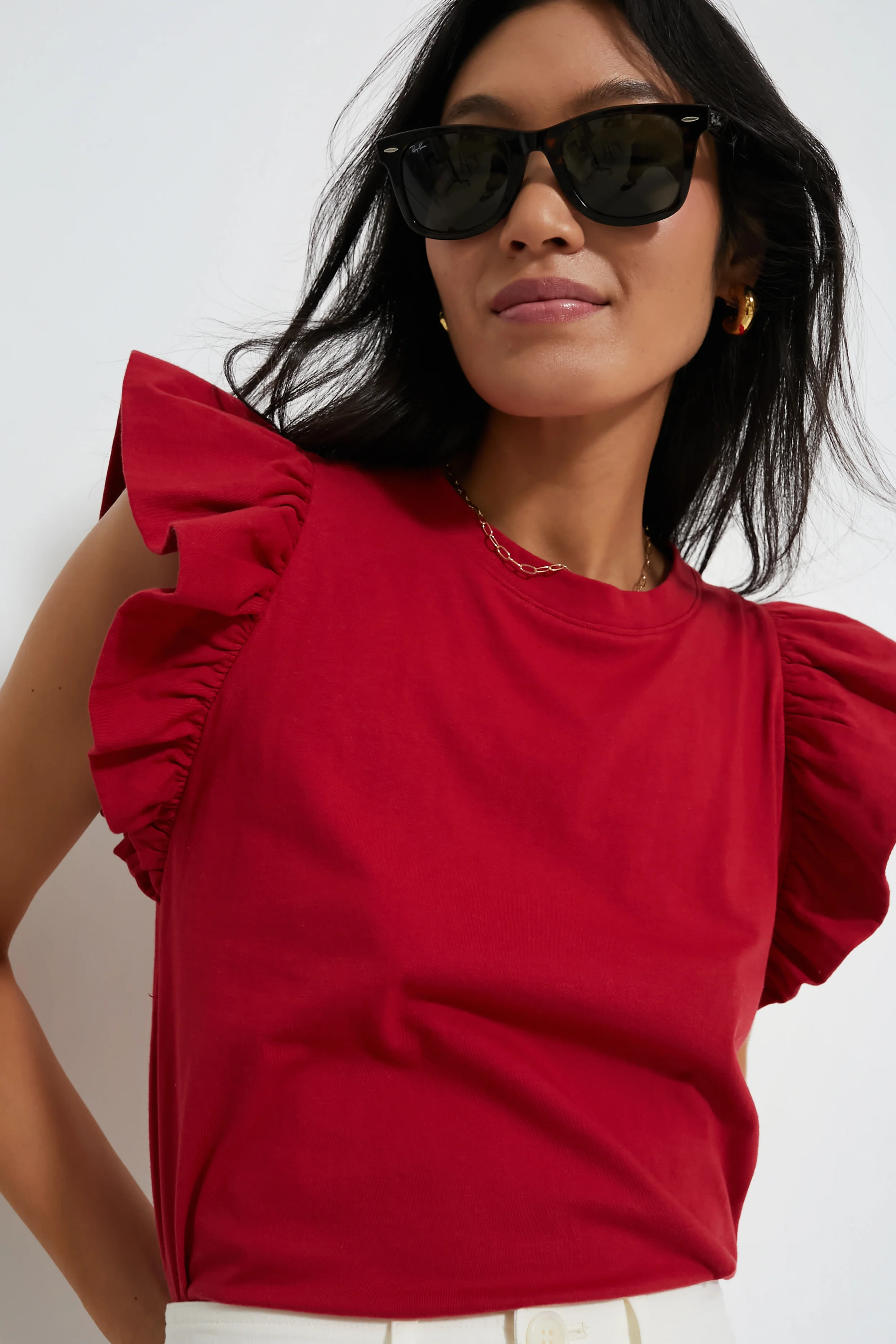 Red Kaia Flutter Sleeve Tee - Image 2