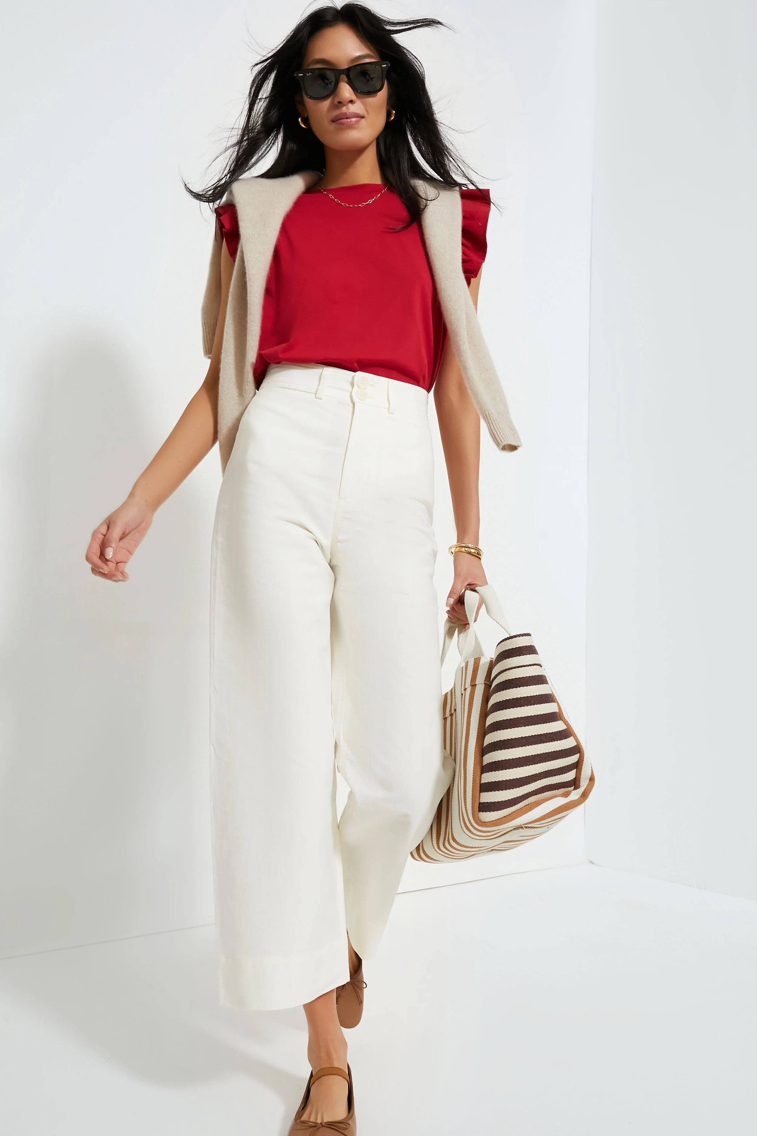 Red Kaia Flutter Sleeve Tee - Image 5