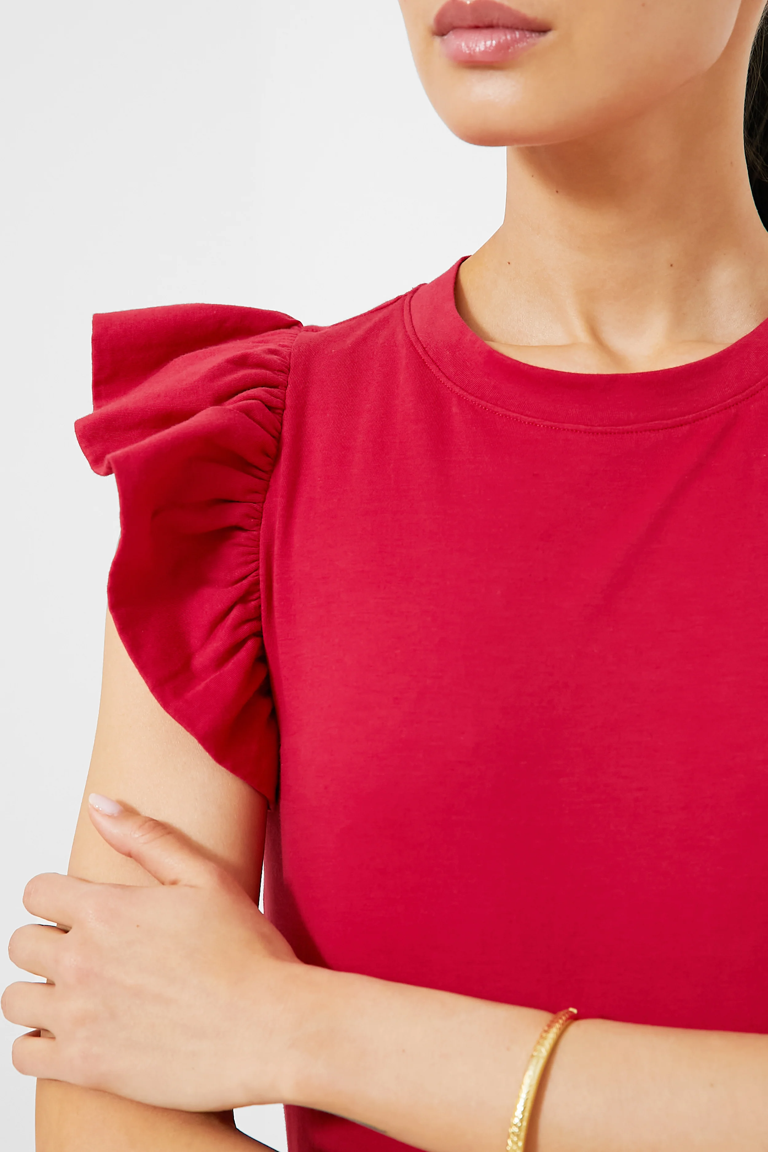 Red Kaia Flutter Sleeve Tee - Image 7