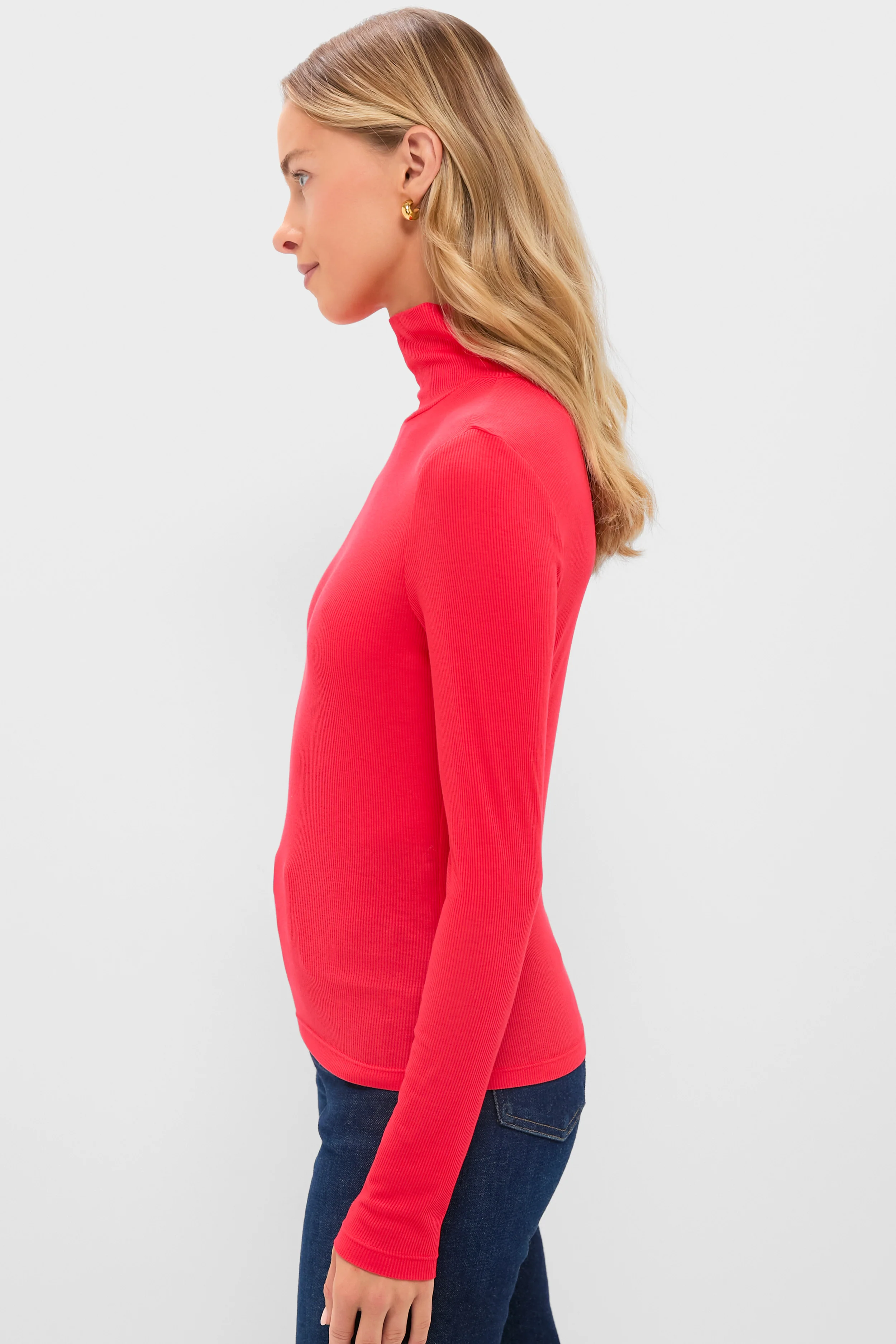 Red Lightweight Ribbed Topanga Turtleneck - Image 3
