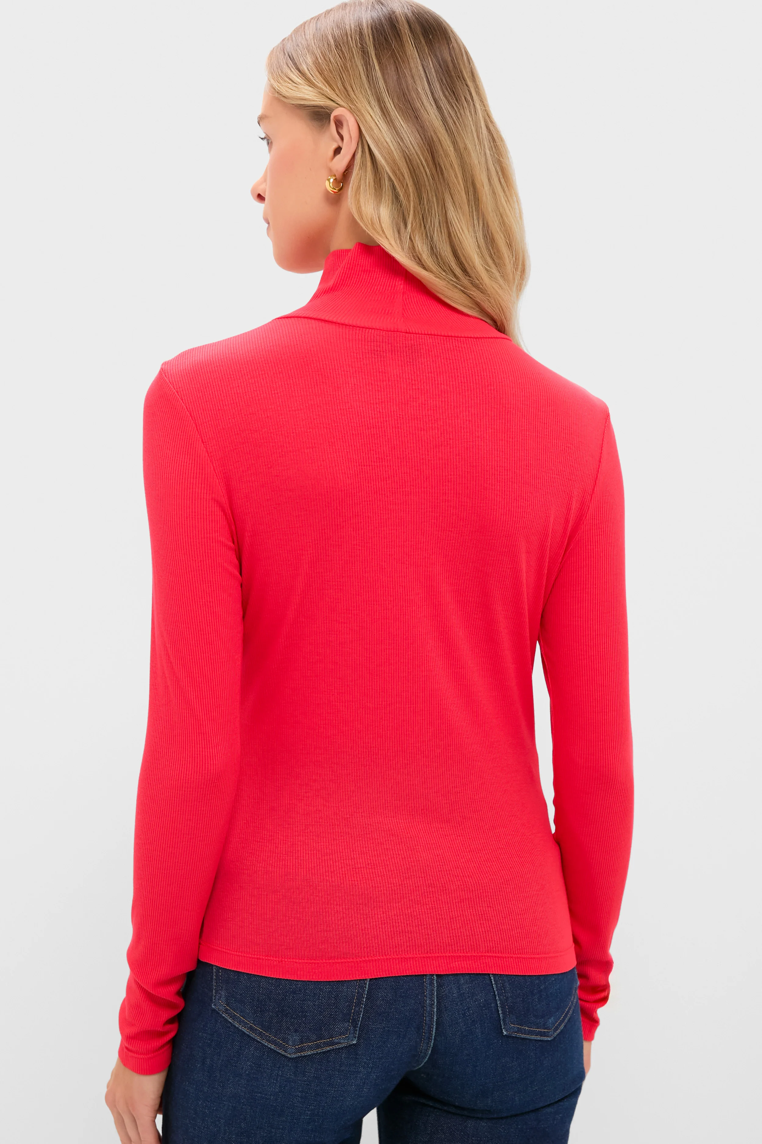 Red Lightweight Ribbed Topanga Turtleneck - Image 4