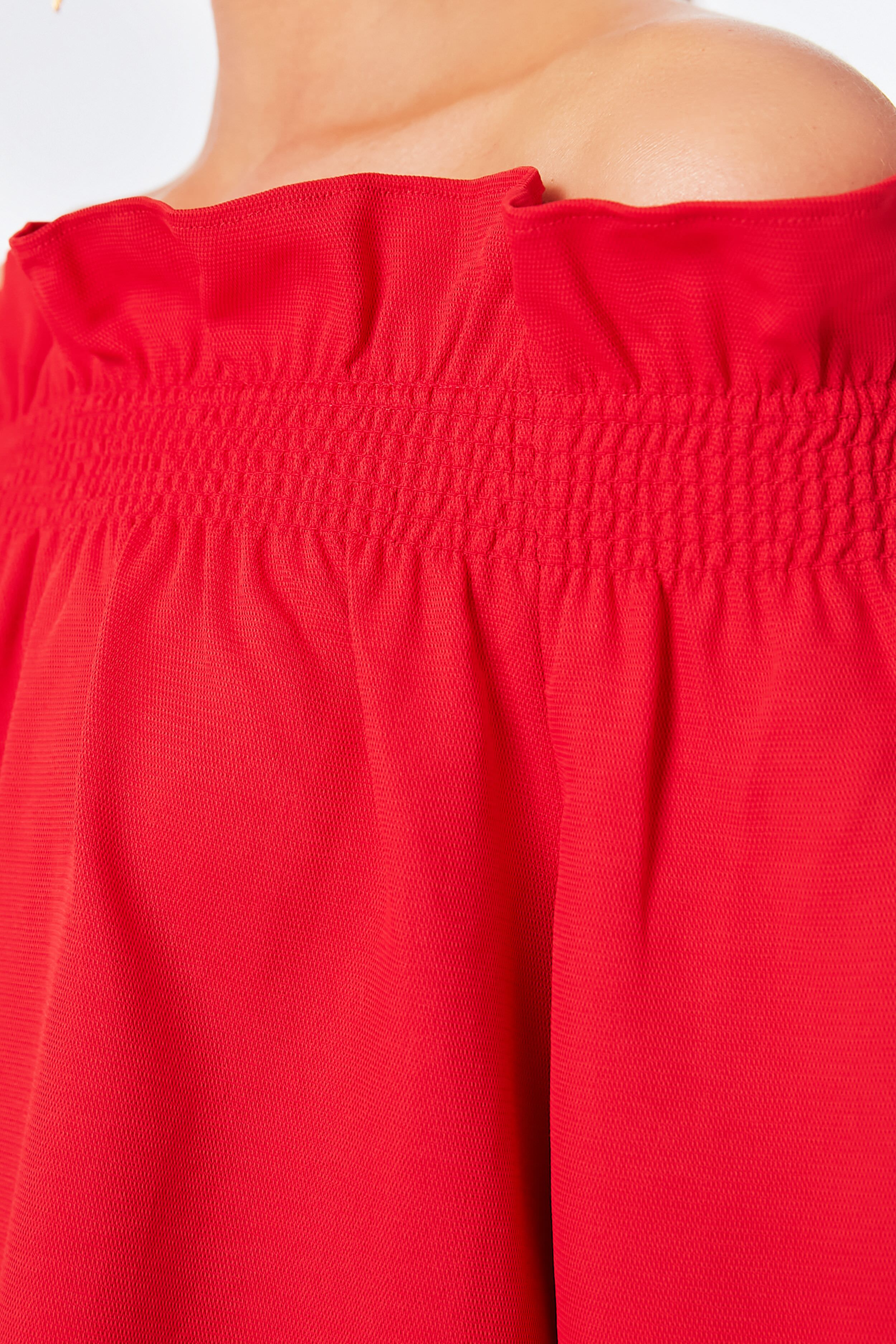Red Off the Shoulder Marguerite Blouse - Image 5