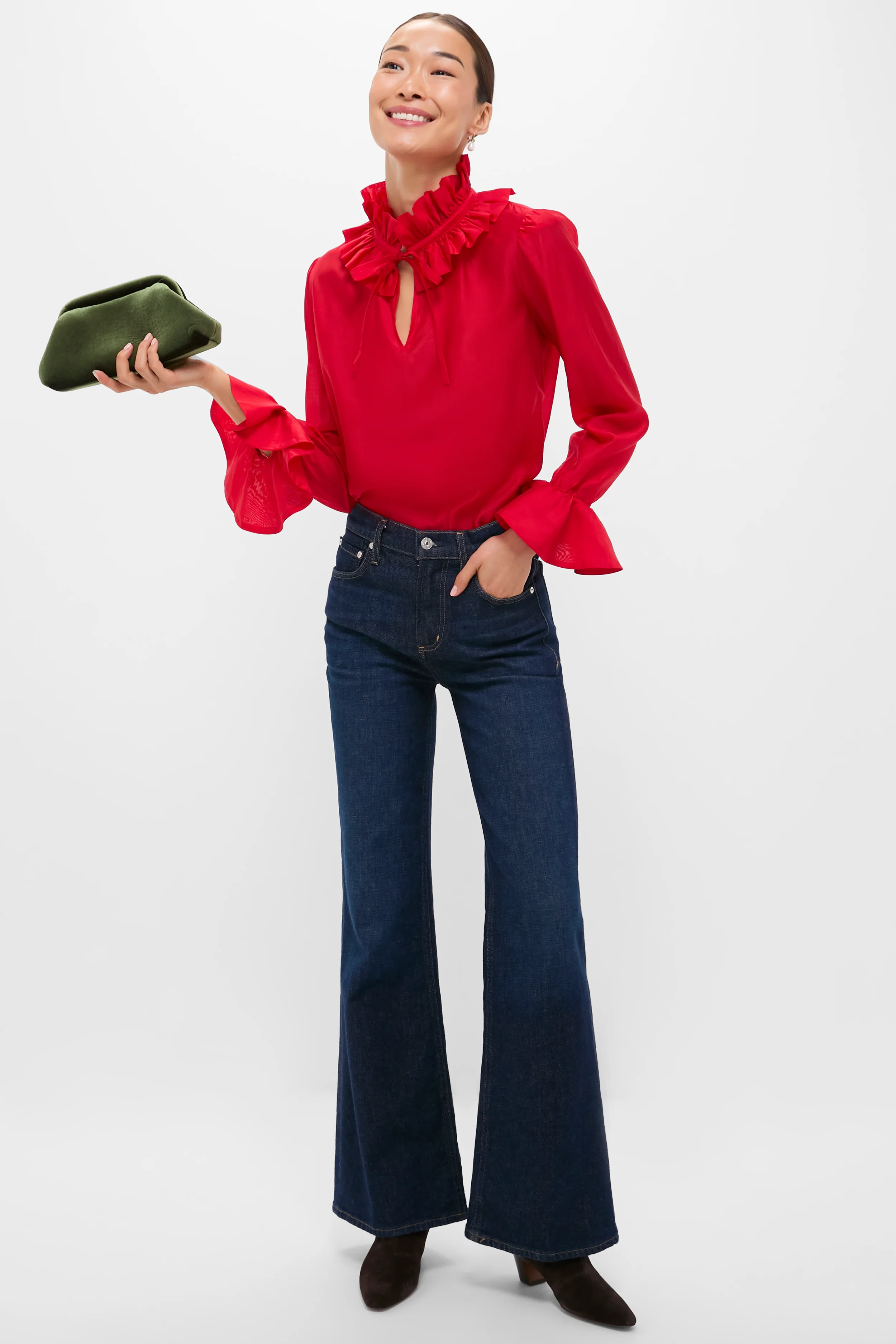 Red Organza Bouvier Blouse - Image 3