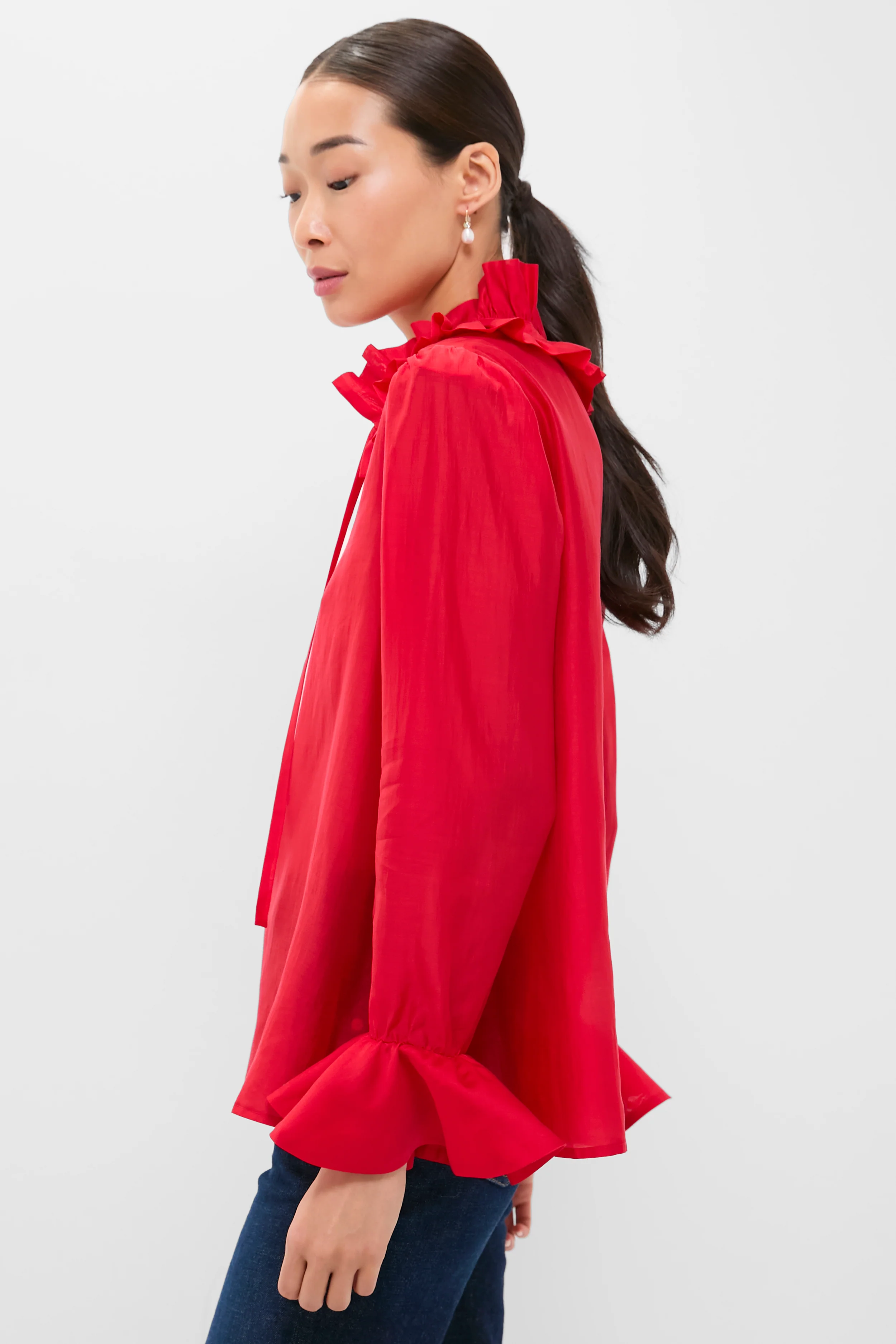 Red Organza Bouvier Blouse - Image 4