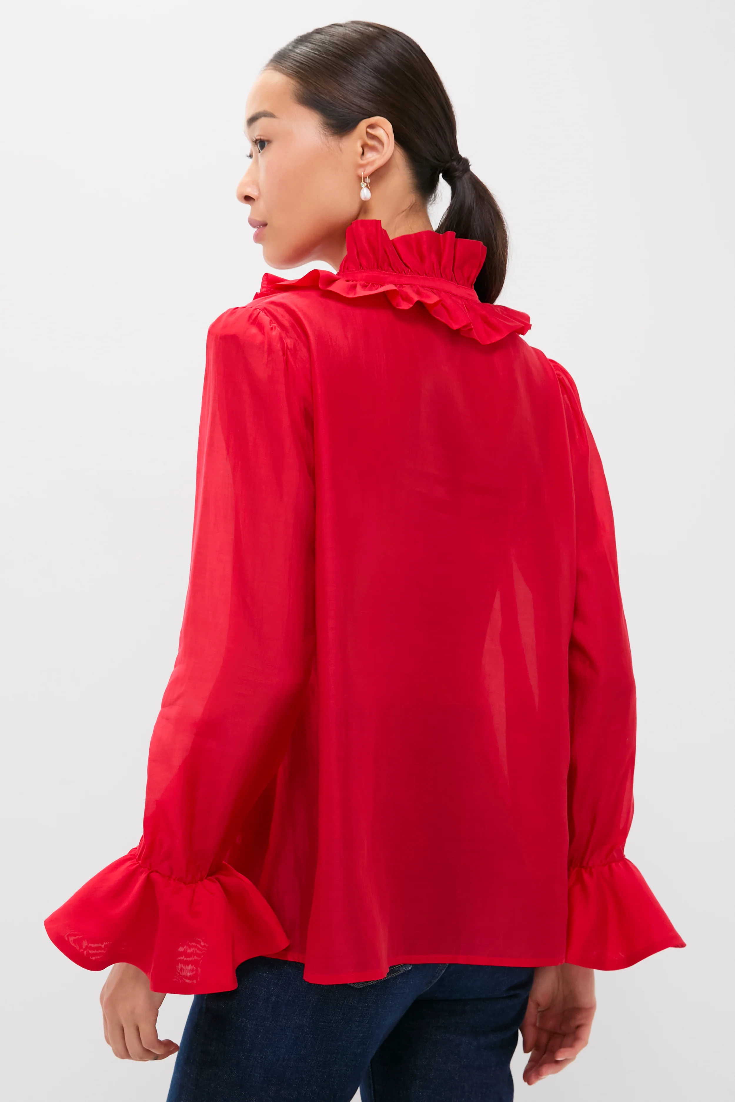 Red Organza Bouvier Blouse - Image 5