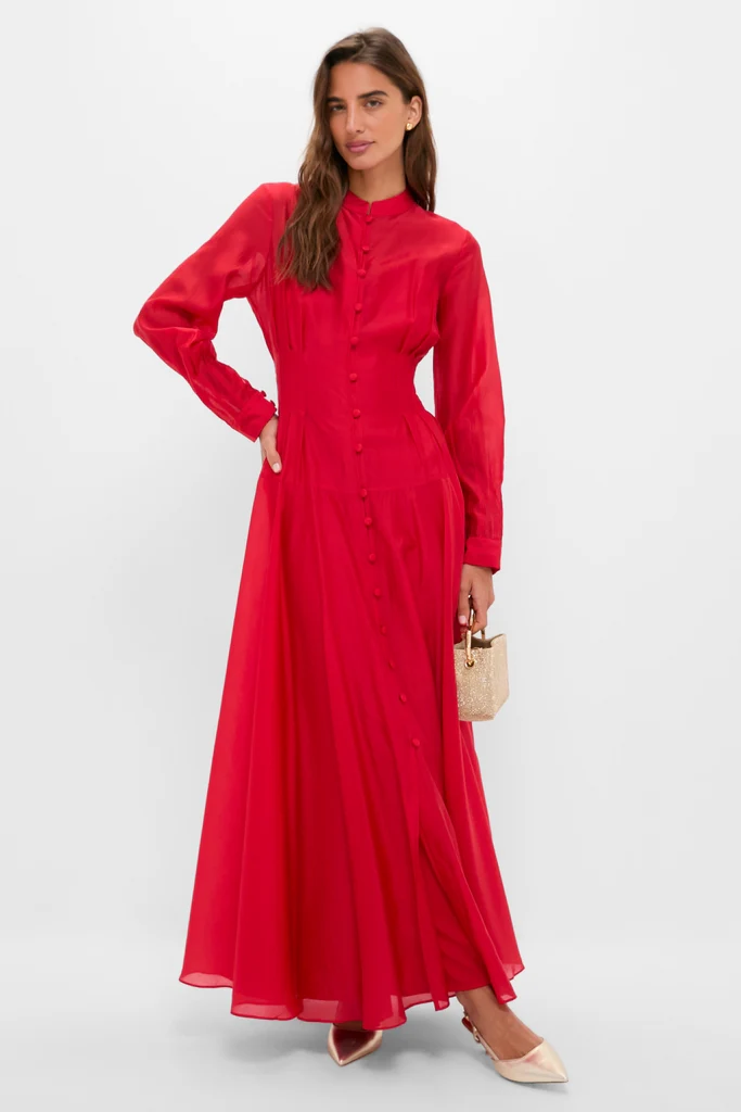 Red Organza Marbella Dress - Image 2