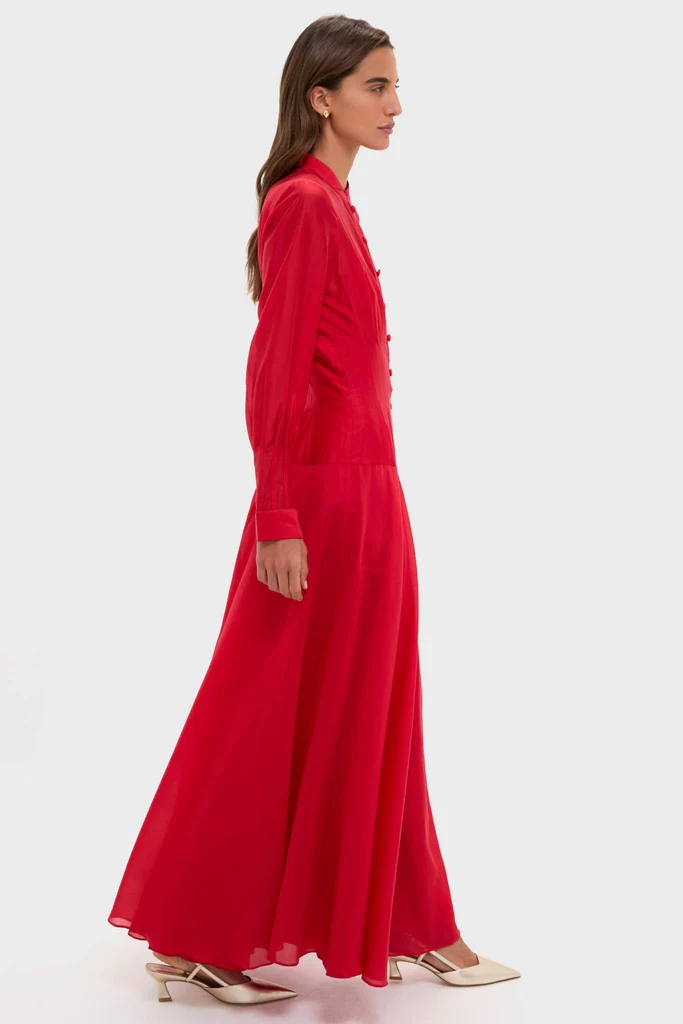 Red Organza Marbella Dress - Image 3