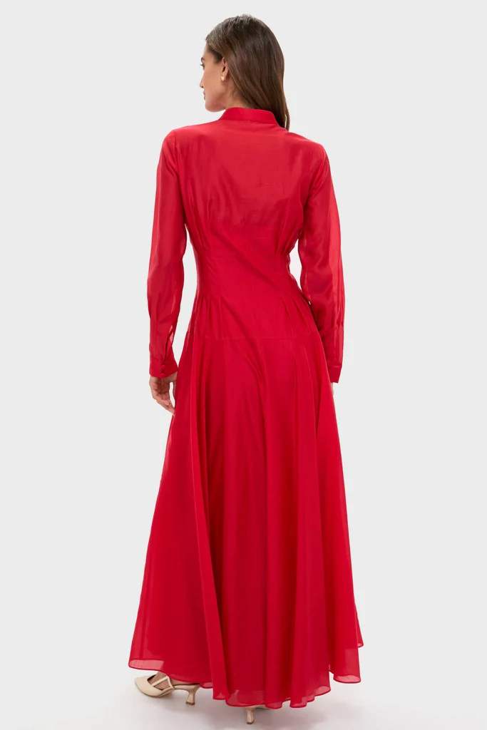 Red Organza Marbella Dress - Image 4