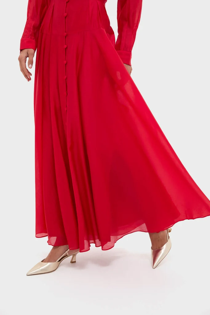 Red Organza Marbella Dress - Image 6