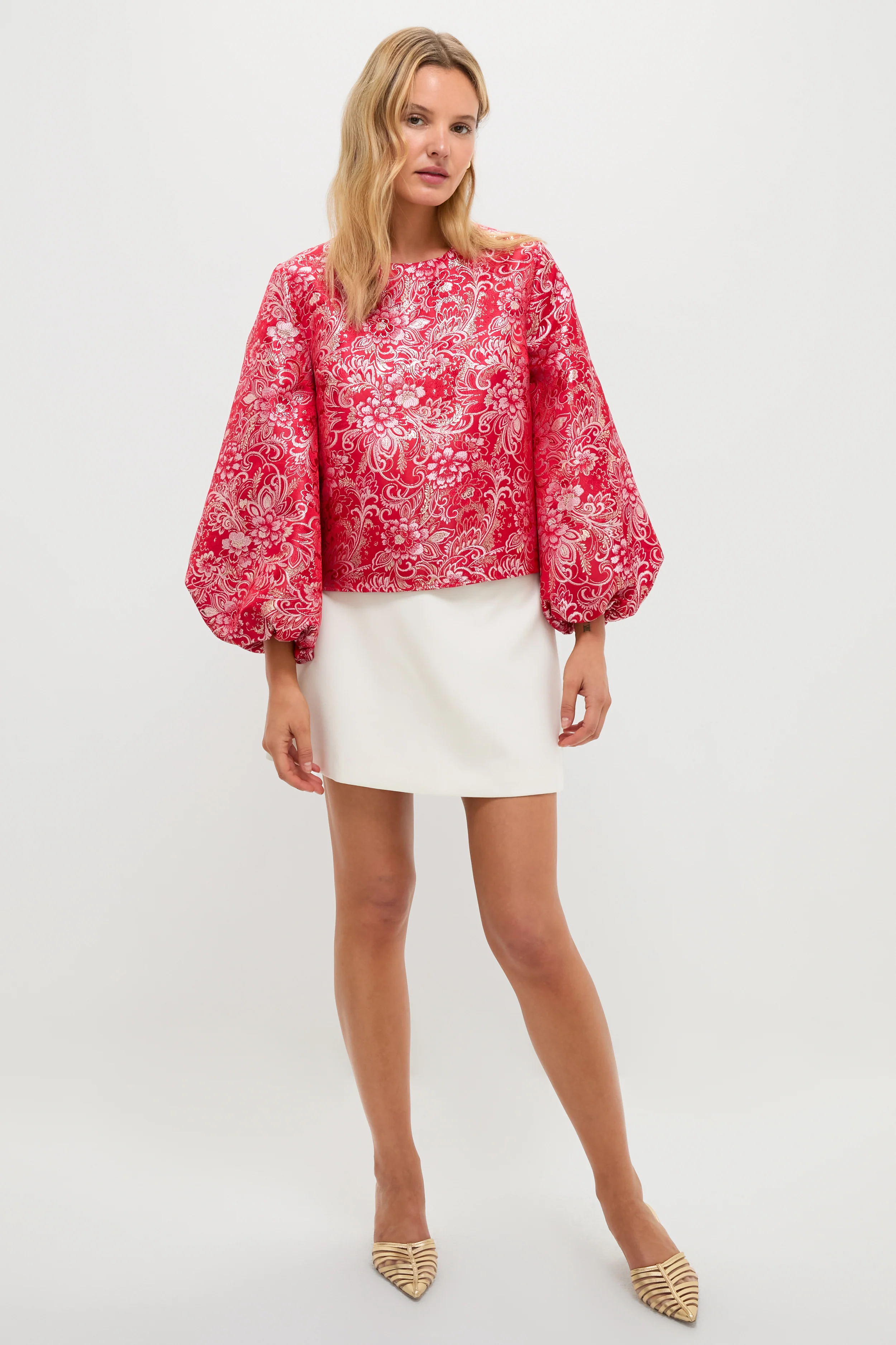 Red & Pink Jacquard Janie Blouse - Image 6