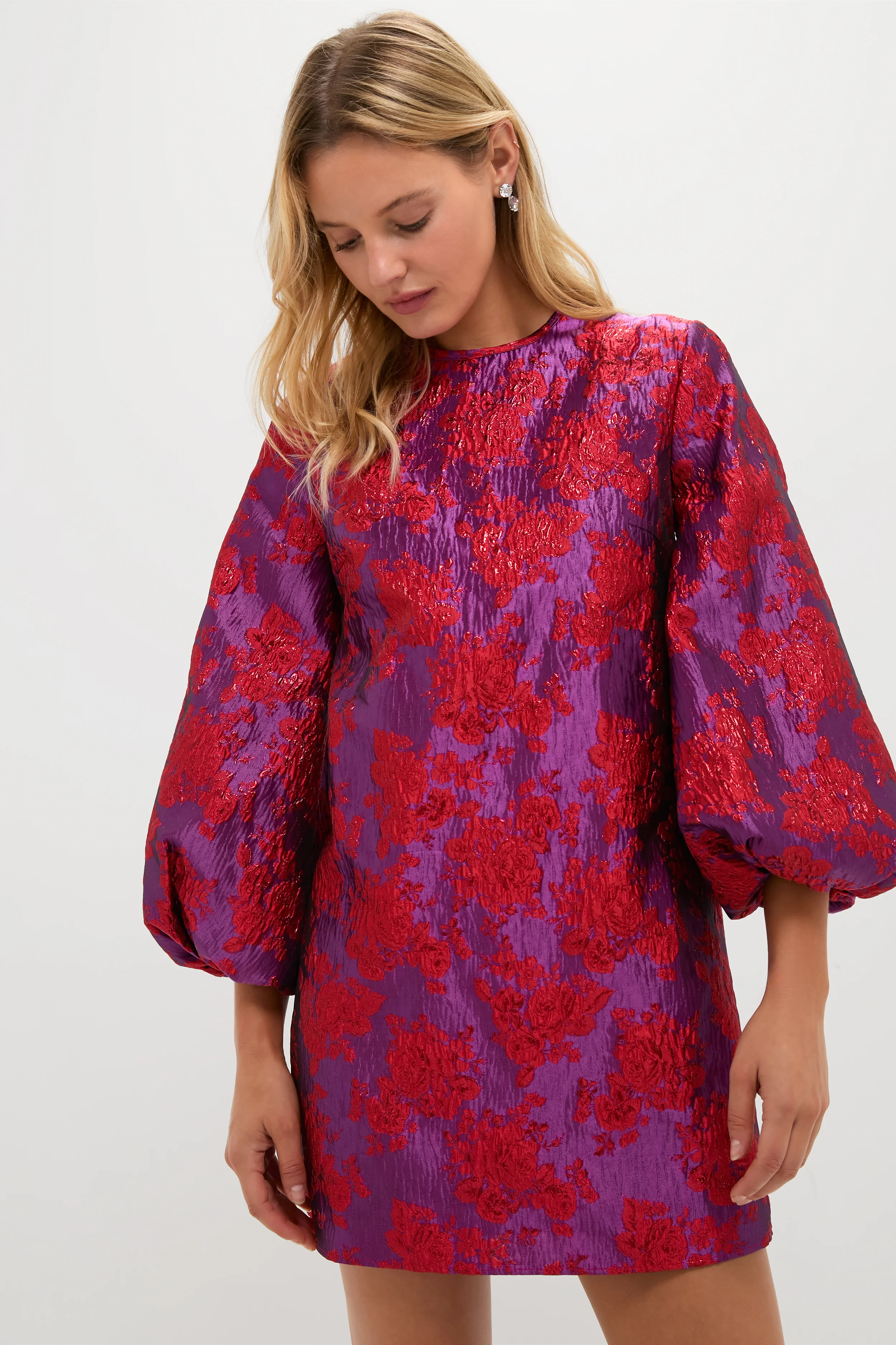 Red & Purple Jacquard Janie Mini Dress - Image 2