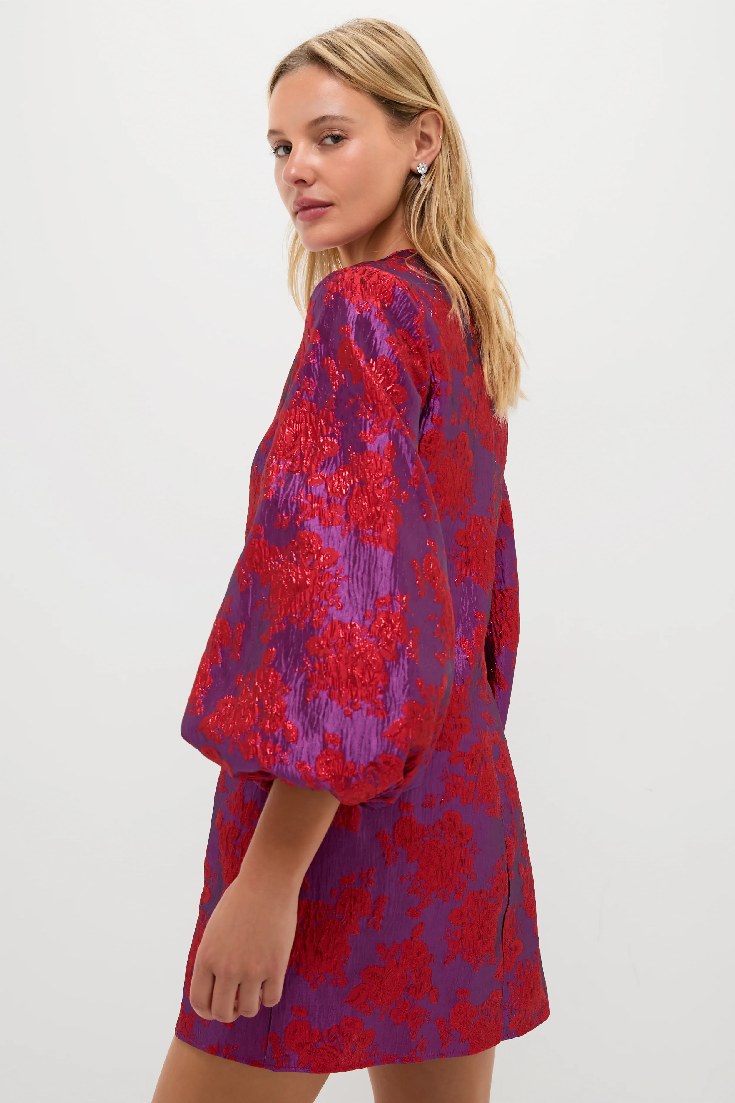 Red & Purple Jacquard Janie Mini Dress - Image 3