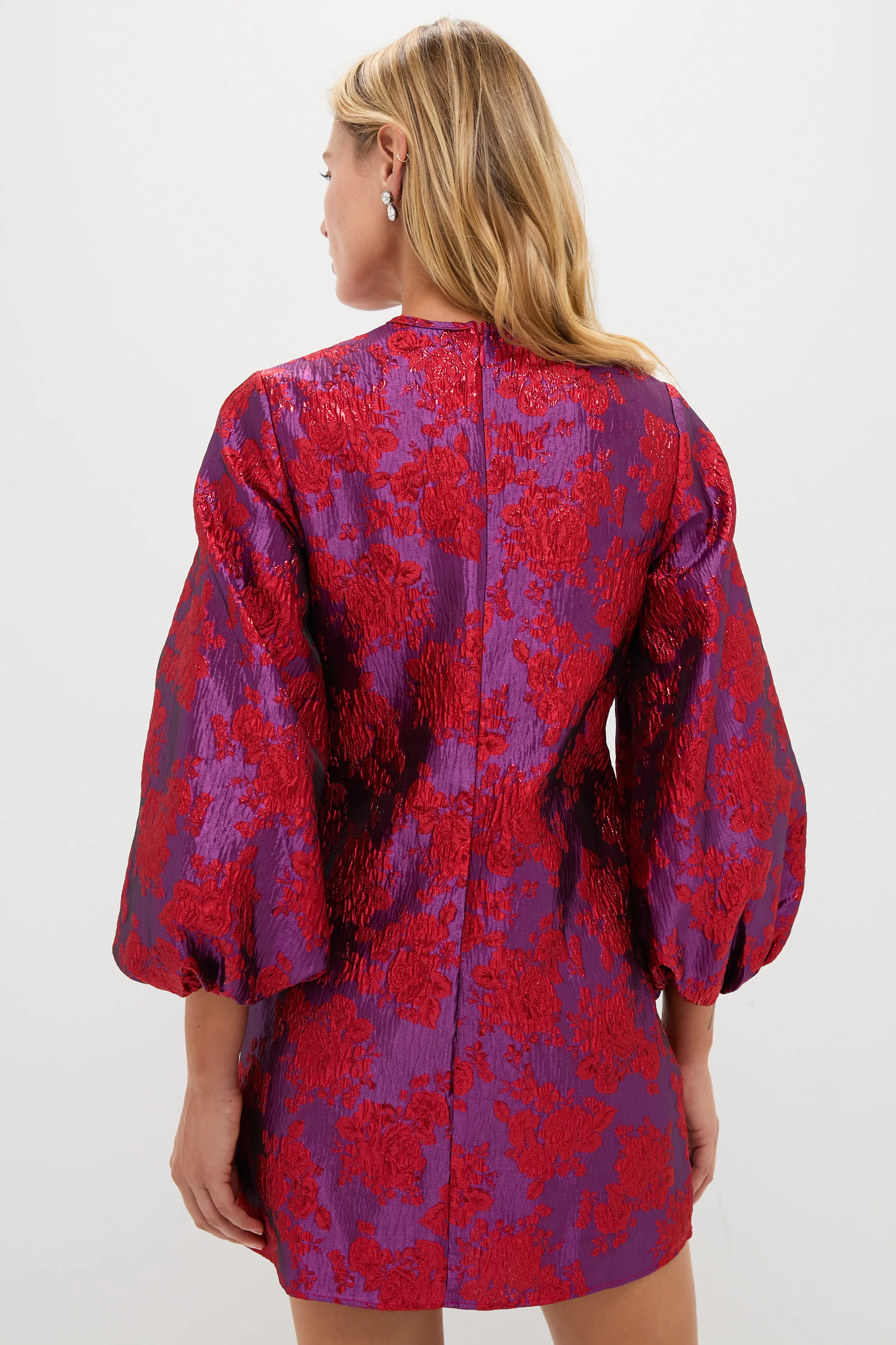 Red & Purple Jacquard Janie Mini Dress - Image 4
