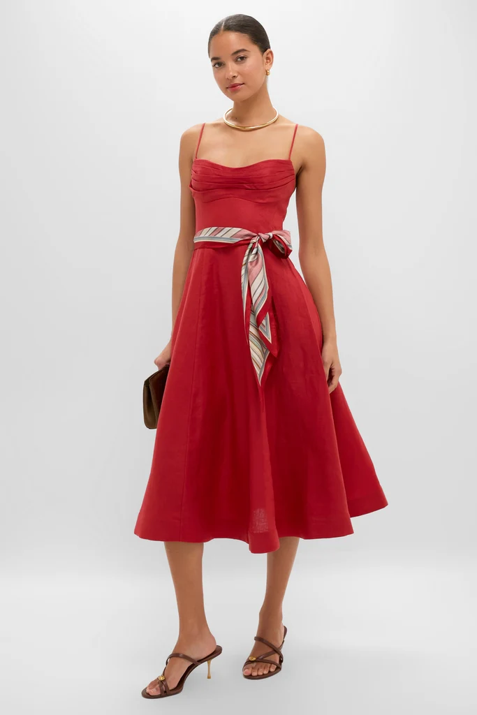 Red Rebellion Tuck Midi Dress - Image 2