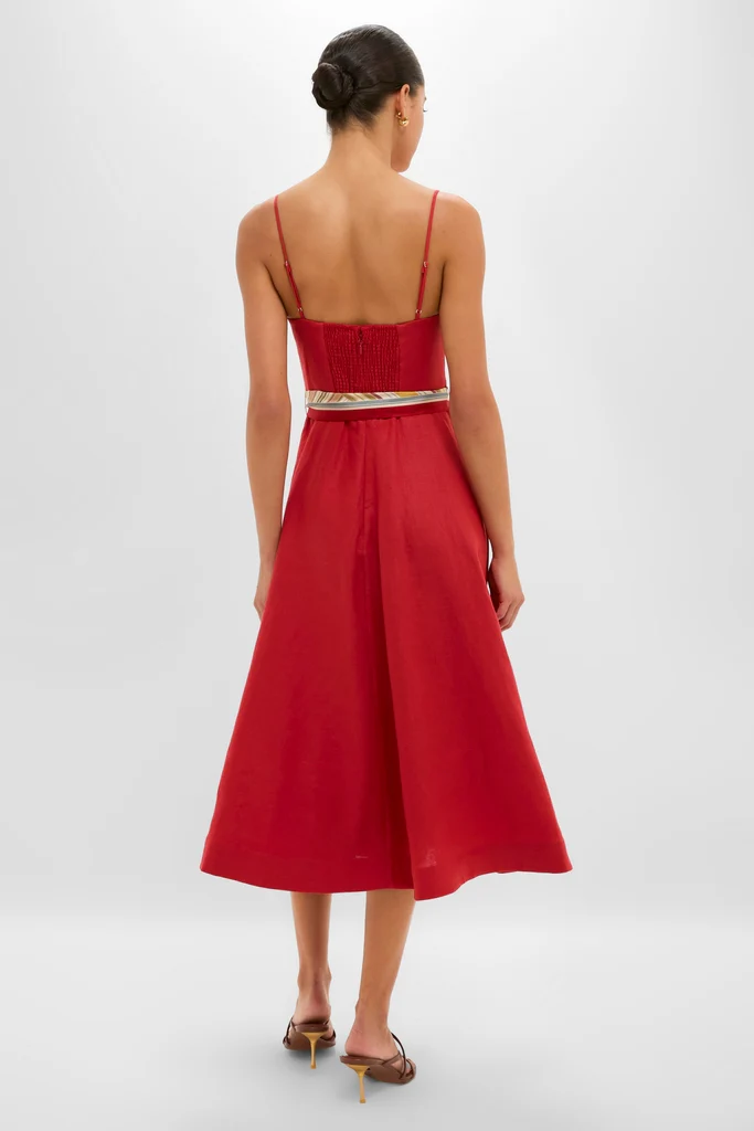 Red Rebellion Tuck Midi Dress - Image 4
