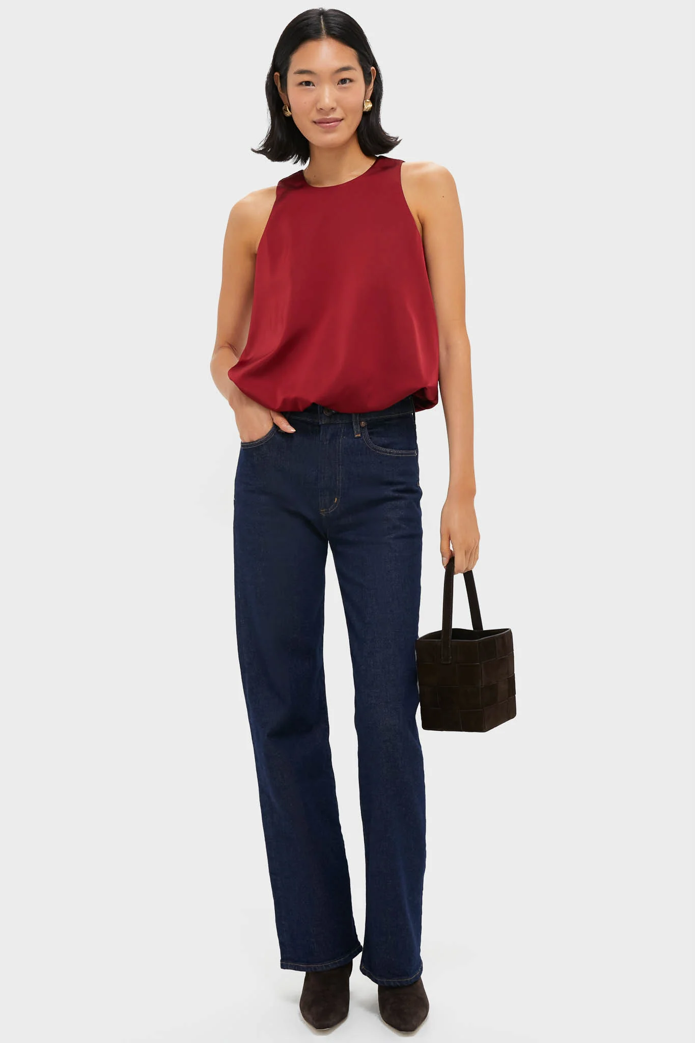 Red Satin Ramona Bubble Hem Top - Image 2