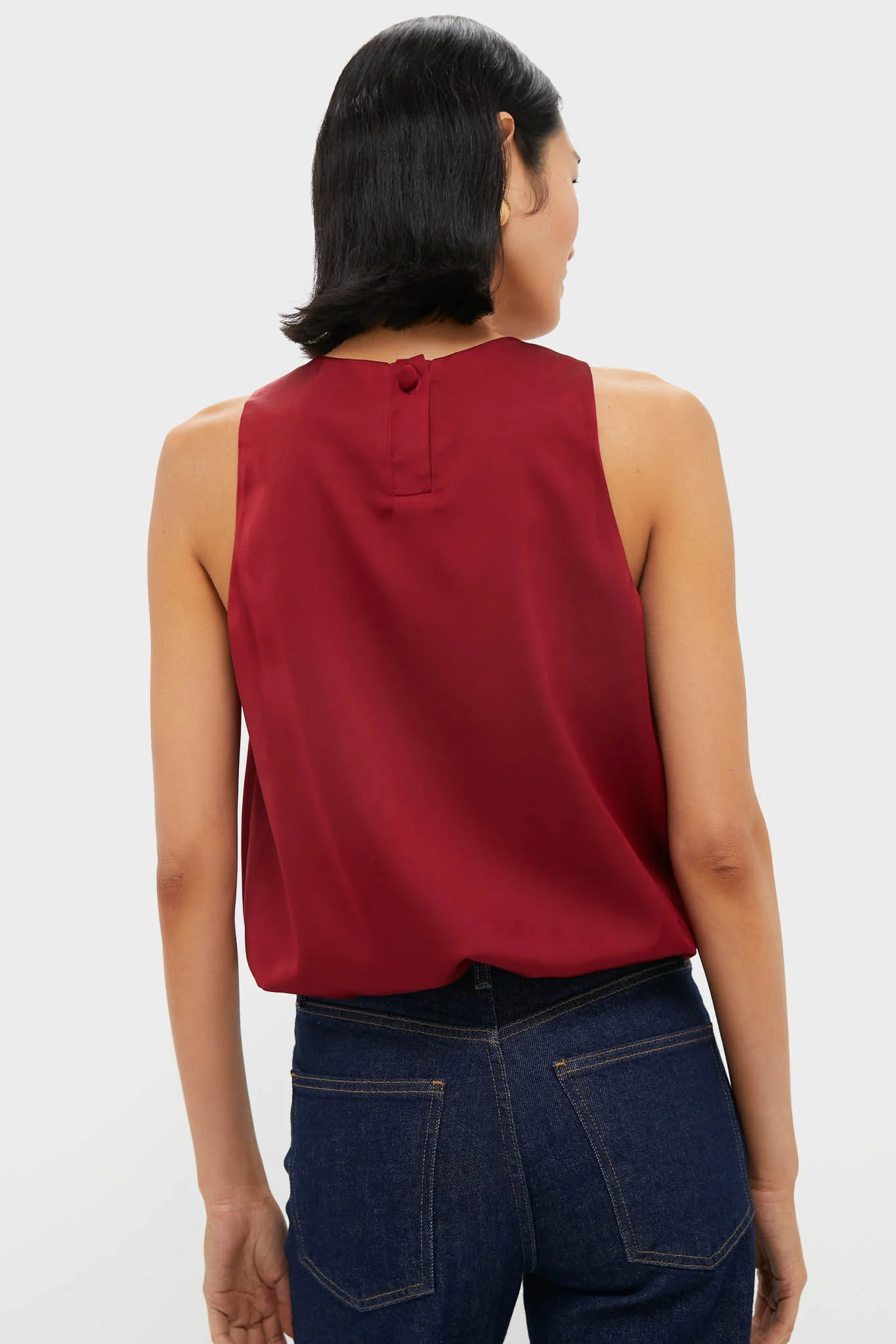 Red Satin Ramona Bubble Hem Top - Image 4