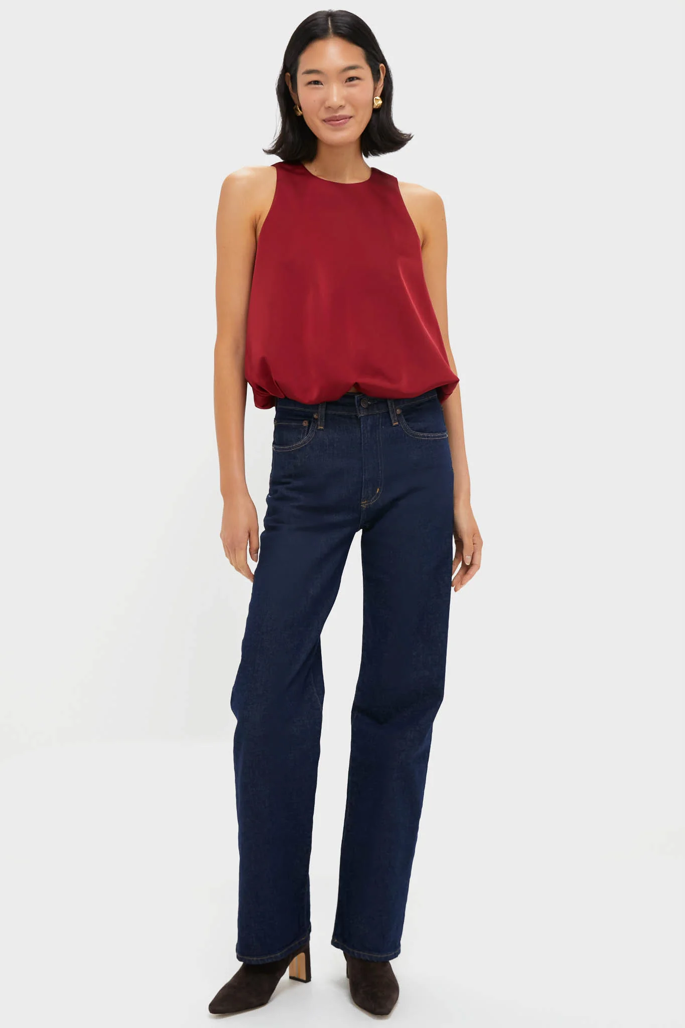 Red Satin Ramona Bubble Hem Top - Image 6