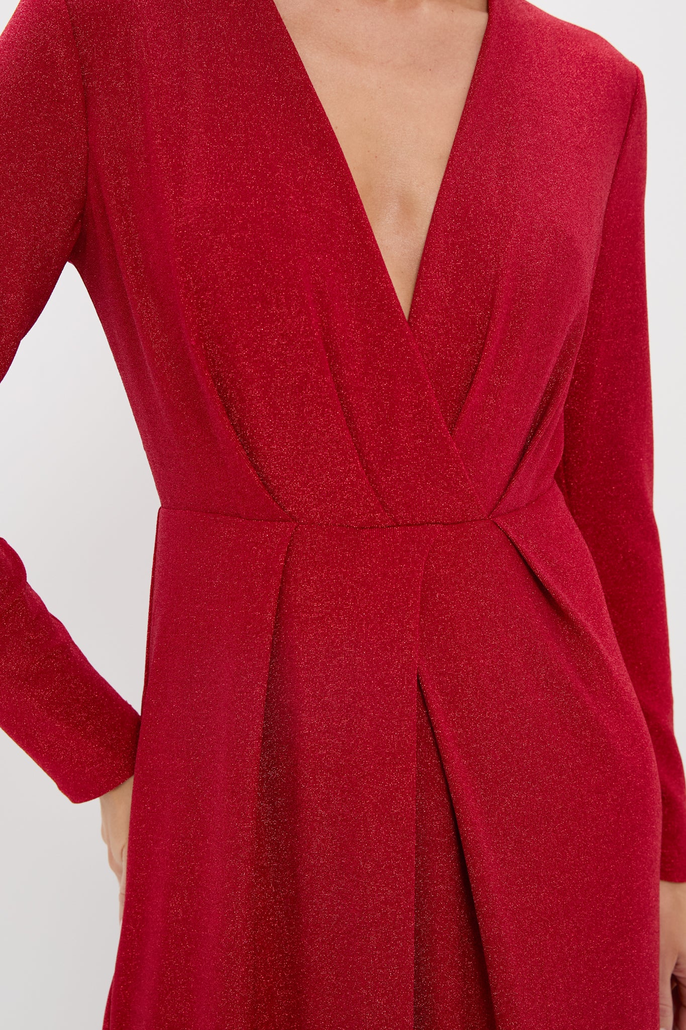 Red Shimmer V-Neck Angelina Gown - Image 2