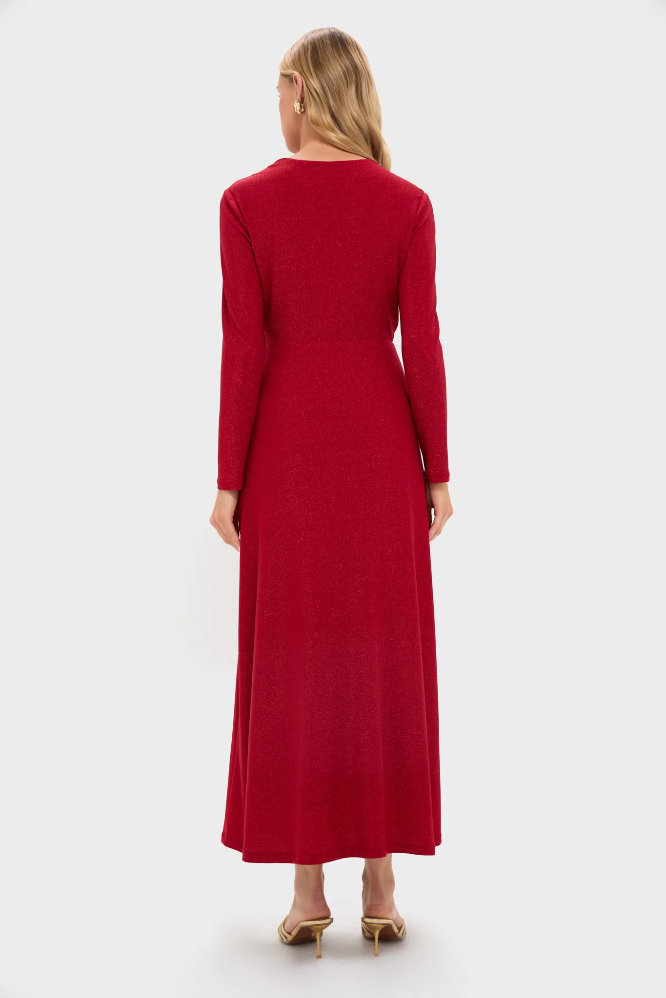 Red Shimmer V-Neck Angelina Gown - Image 4