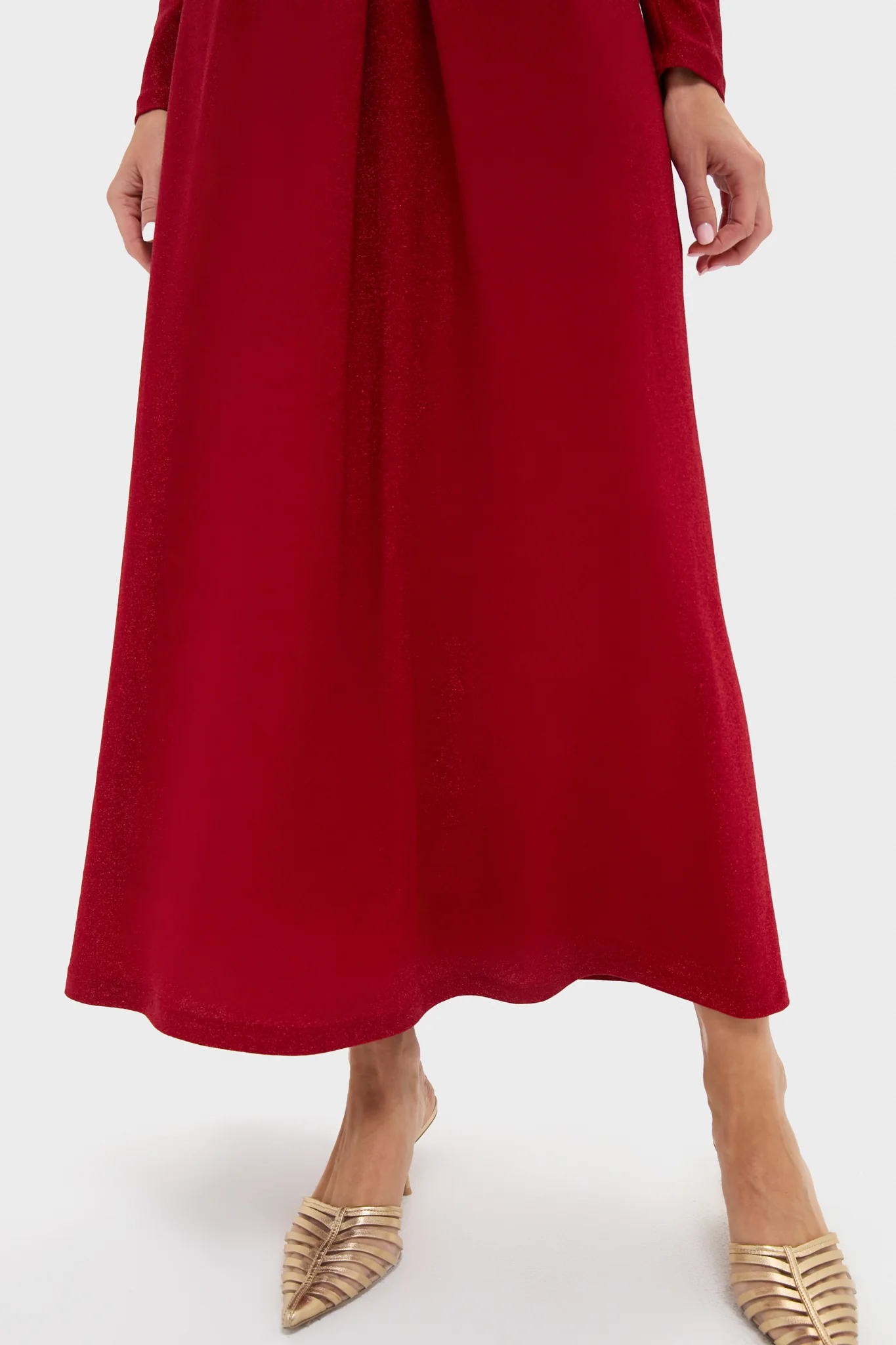 Red Shimmer V-Neck Angelina Gown - Image 5