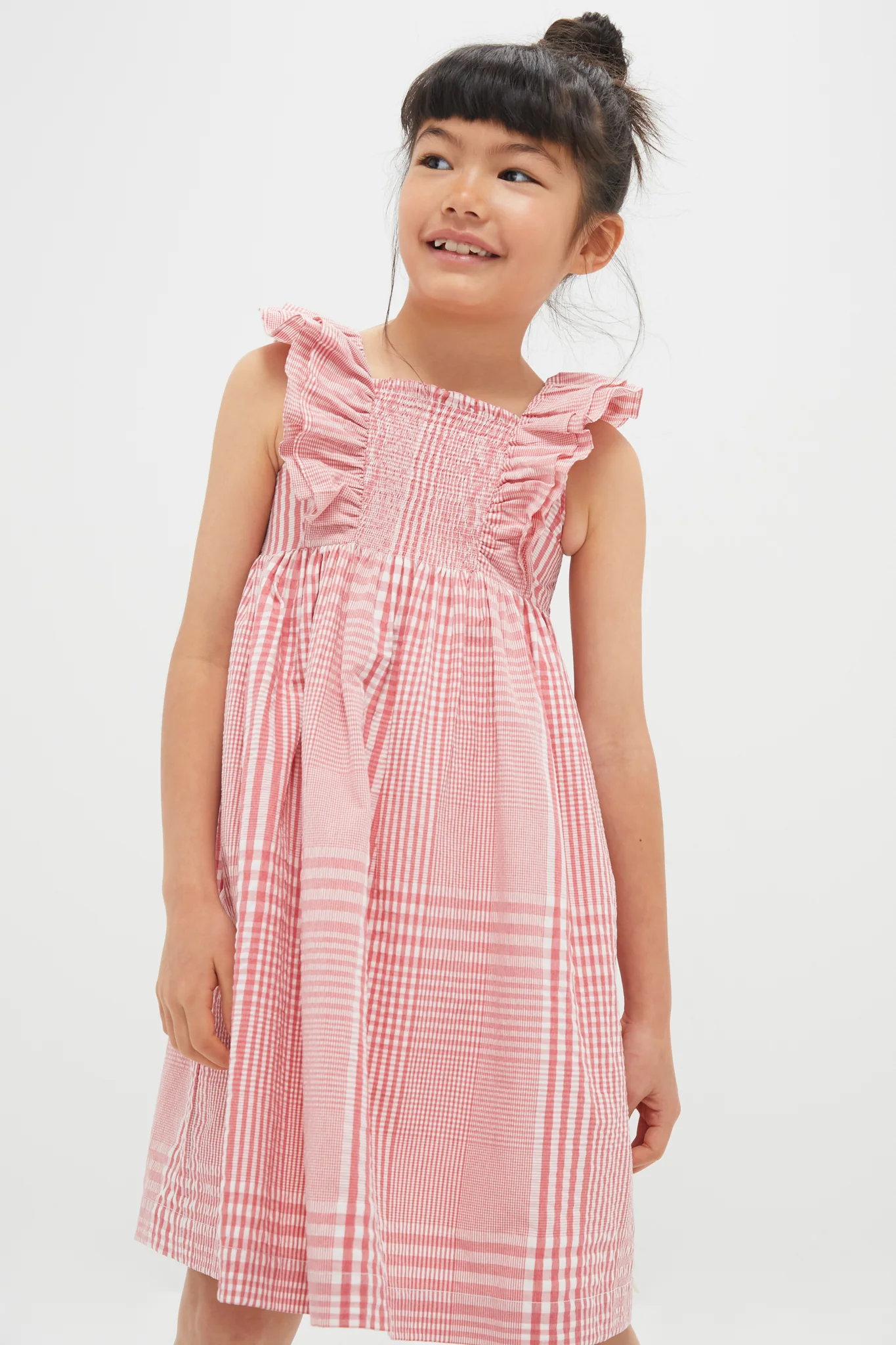 Red Smocked Sleeveless Dress - Image 2