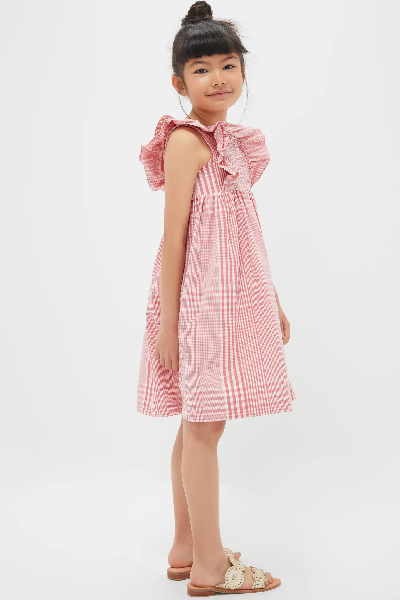 Red Smocked Sleeveless Dress - Image 4