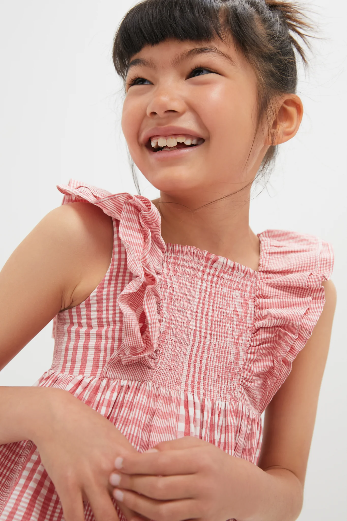 Red Smocked Sleeveless Dress - Image 6
