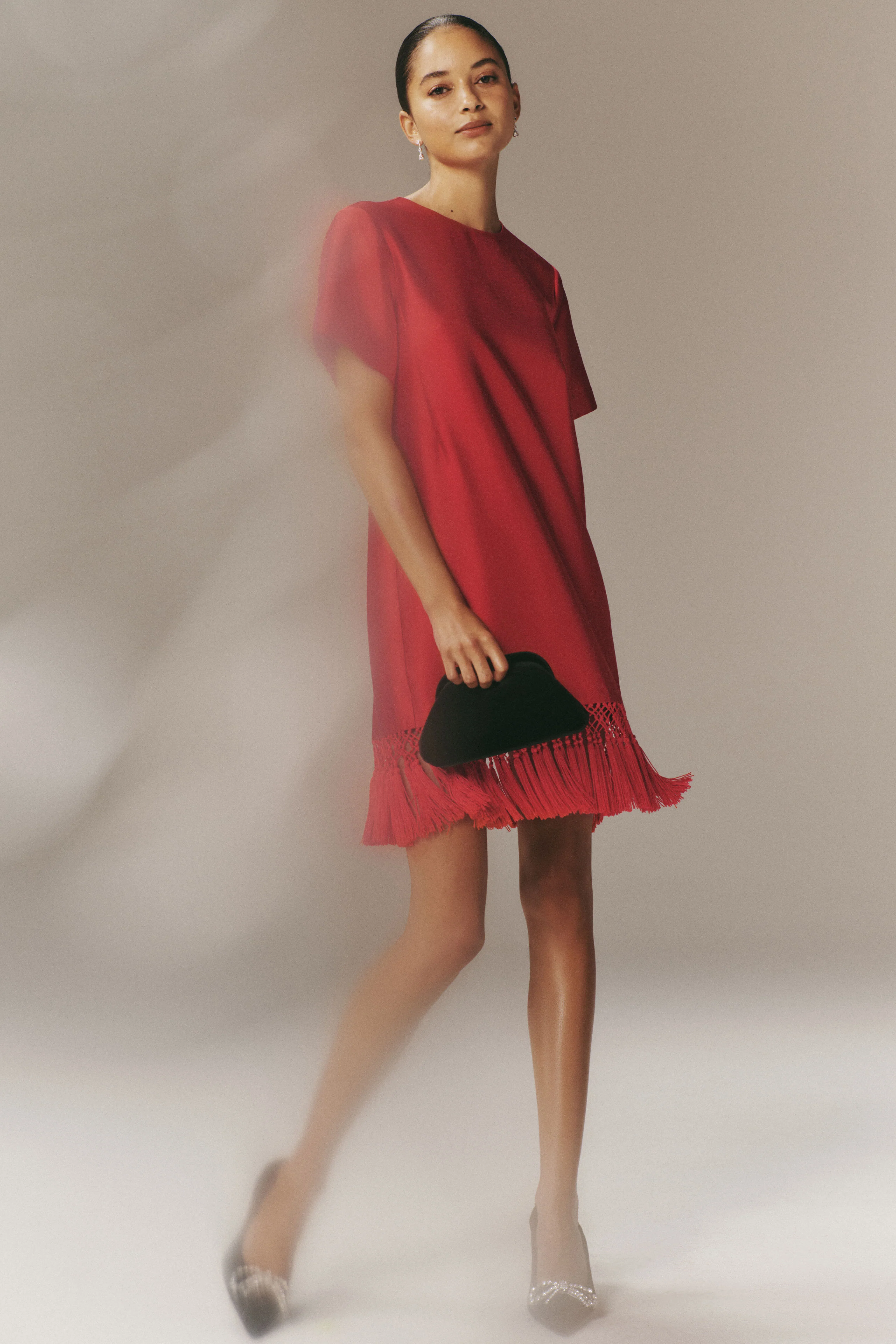 Red Dupioni Tassel Downing Dress - Image 2