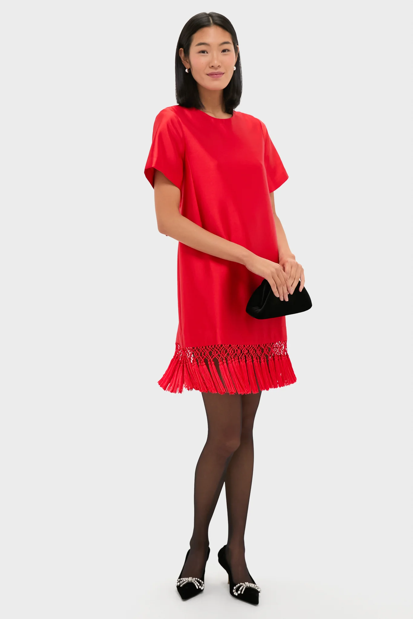 Red Dupioni Tassel Downing Dress - Image 3