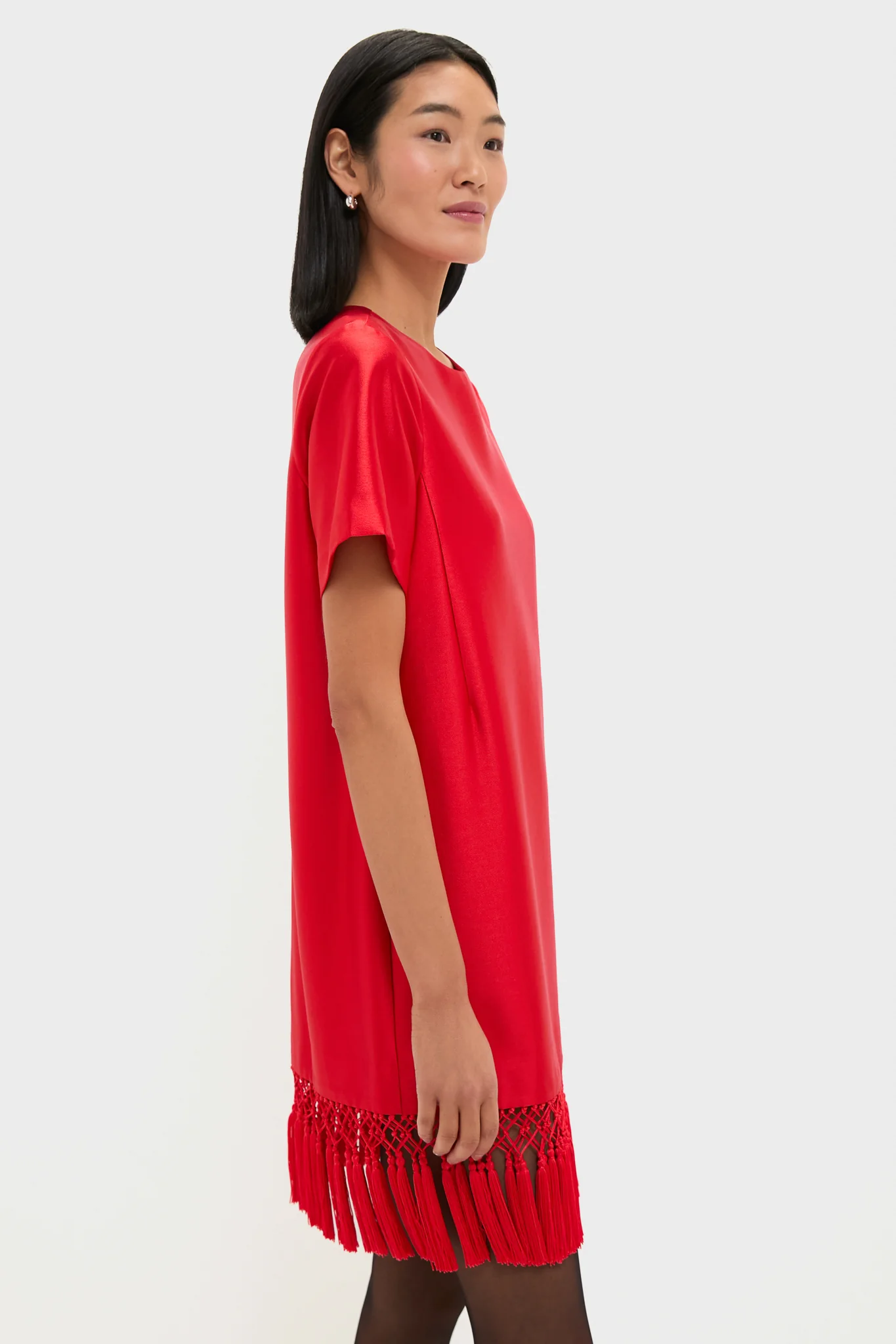 Red Dupioni Tassel Downing Dress - Image 4