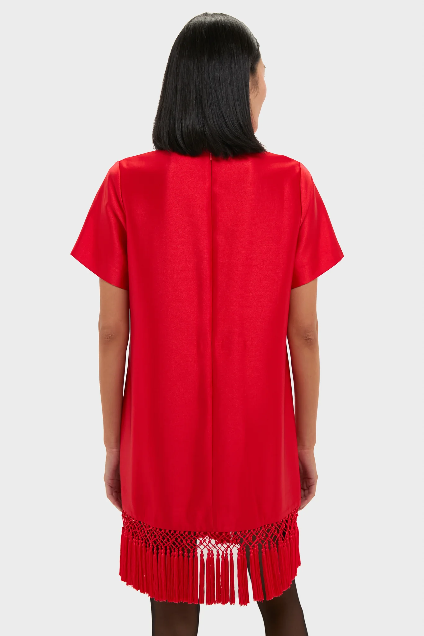 Red Dupioni Tassel Downing Dress - Image 5