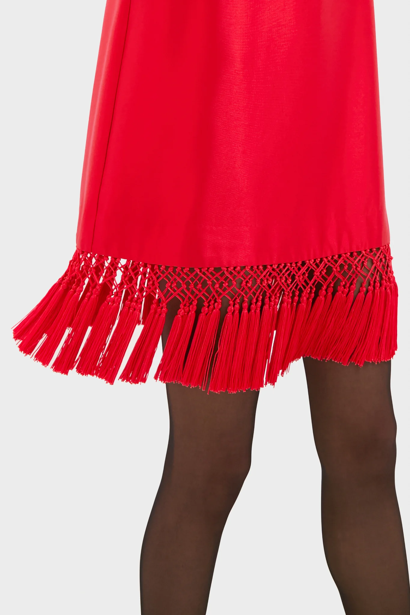 Red Dupioni Tassel Downing Dress - Image 6