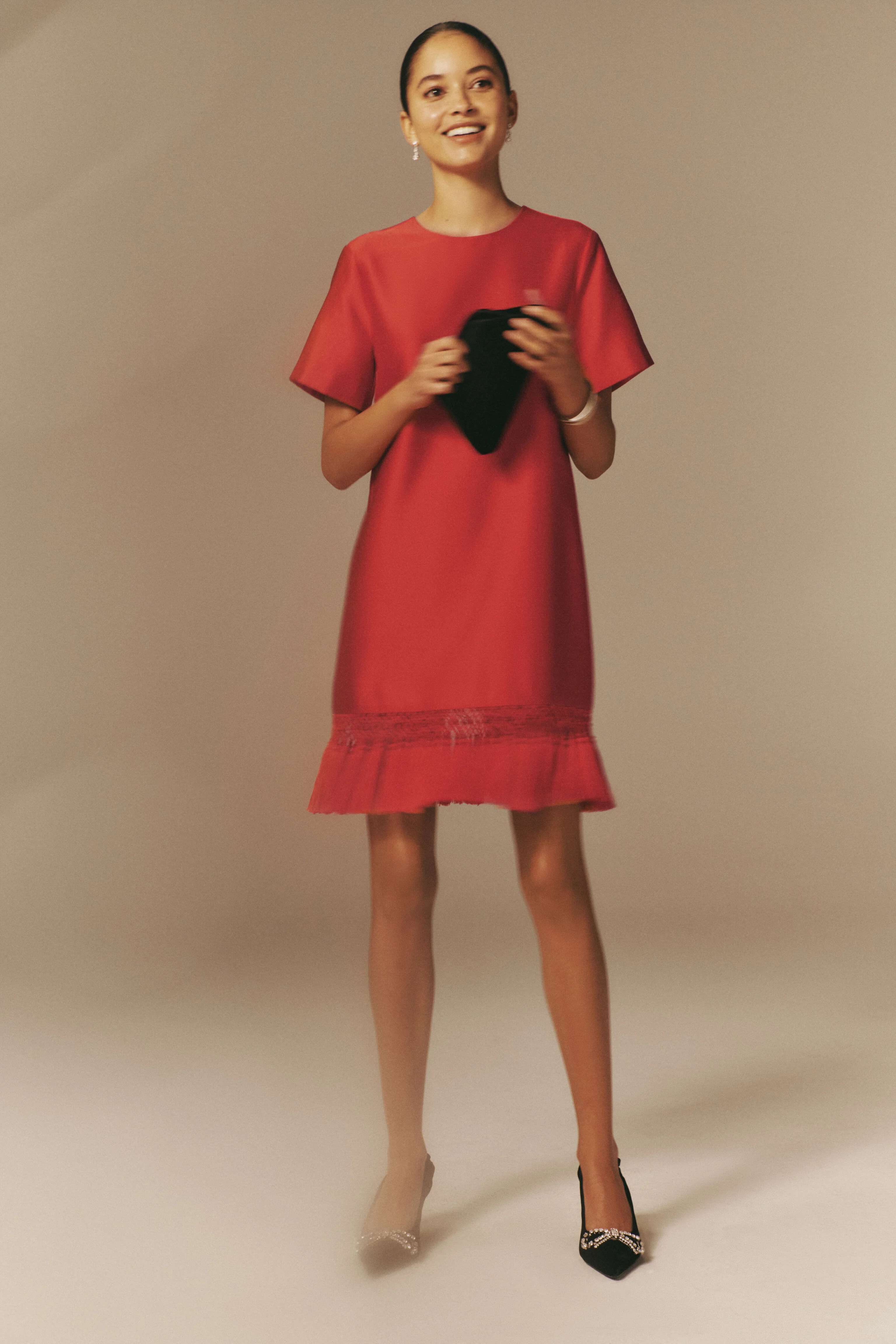 Red Dupioni Tassel Downing Dress - Image 8