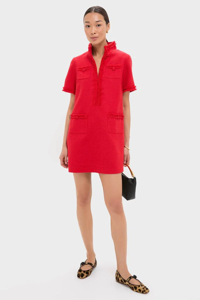 Red Tweed Ophelia Dress - Image 2