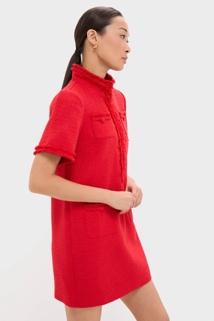 Red Tweed Ophelia Dress - Image 3