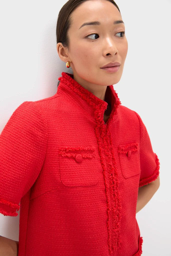 Red Tweed Ophelia Dress - Image 5