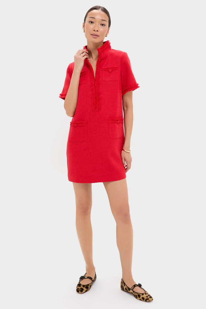 Red Tweed Ophelia Dress - Image 6