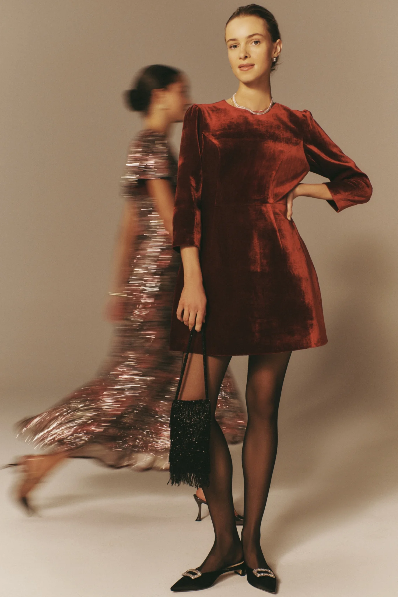 Red Velvet Silk Haley Dress - Image 2