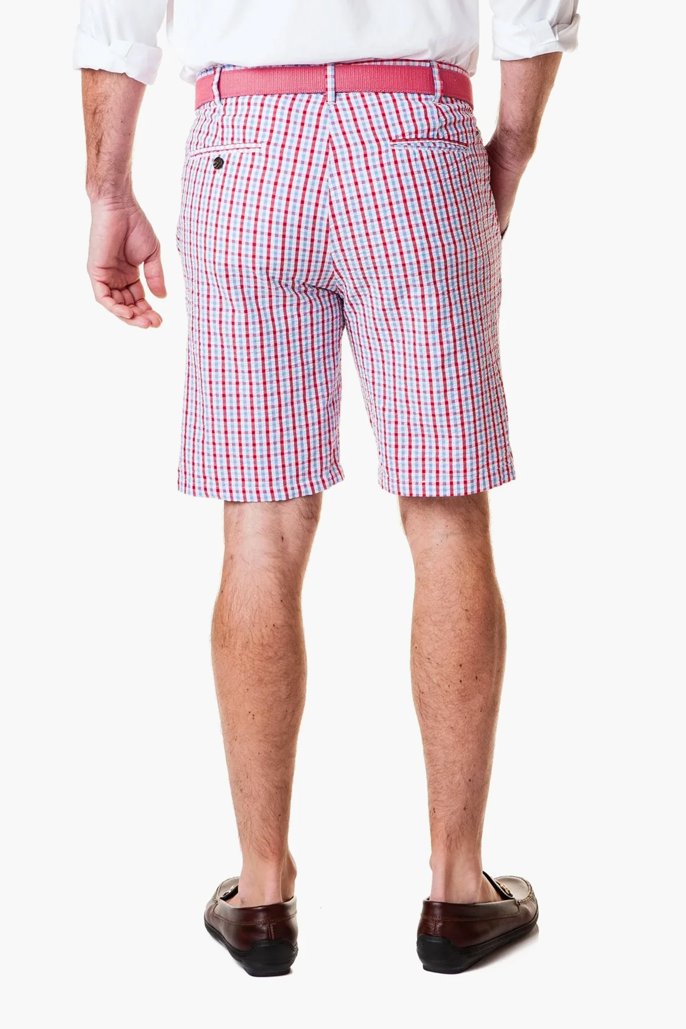 Red White and Blue Seersucker Check Shorts - Image 2