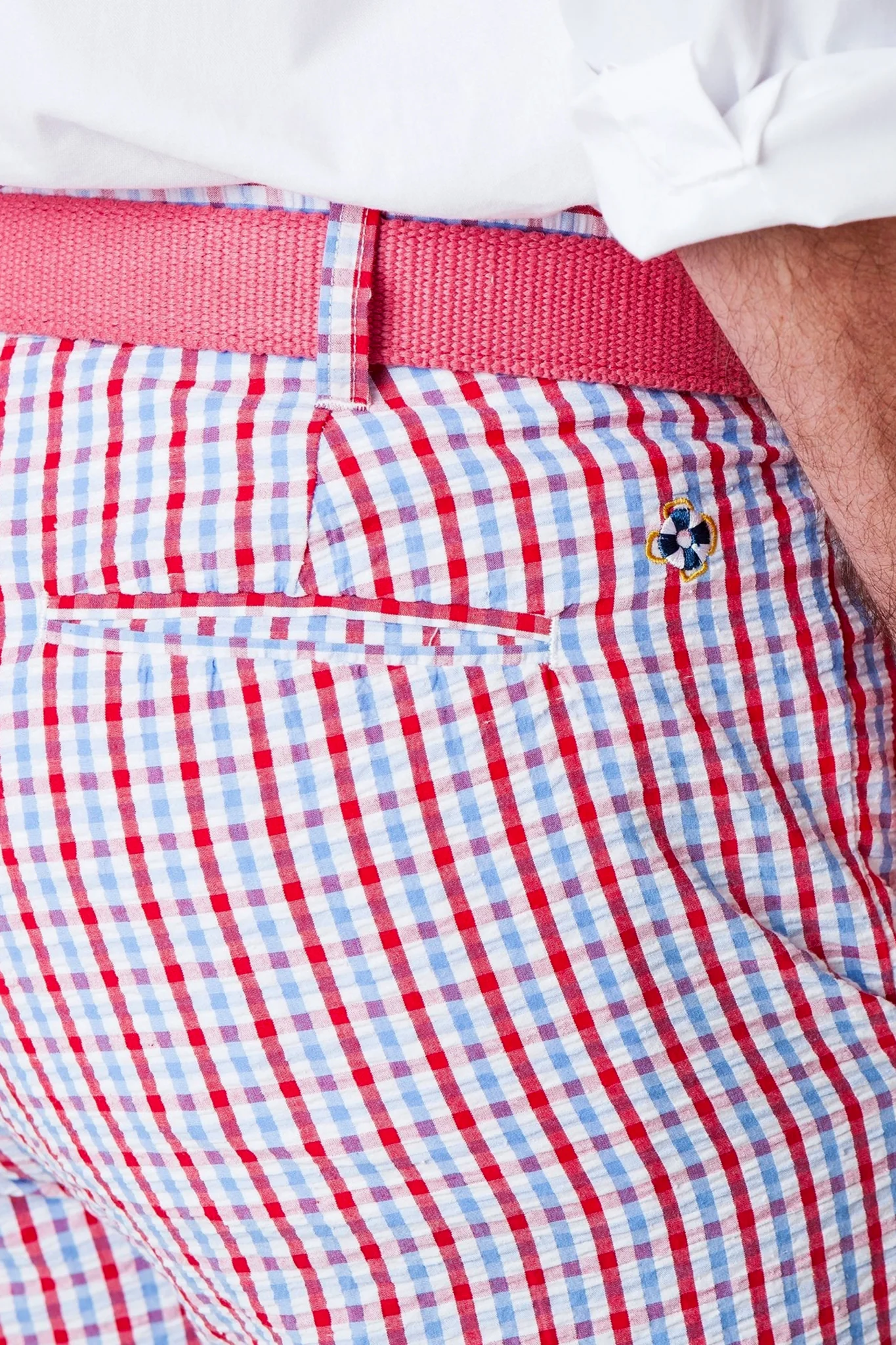Red White and Blue Seersucker Check Shorts - Image 3