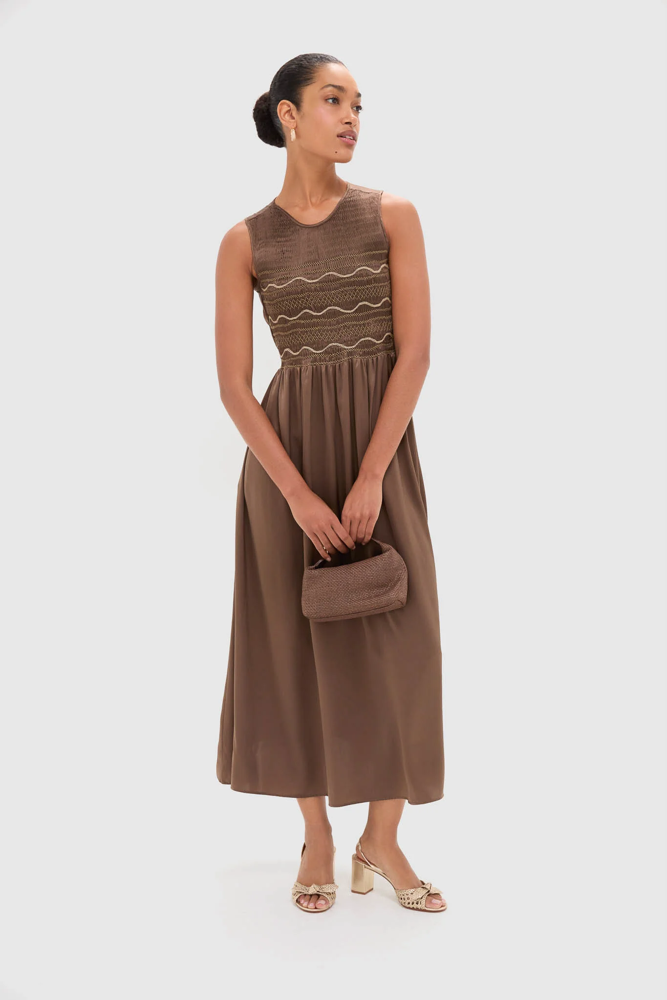 Regio Brown Silk Gioia Midi Dress - Image 2