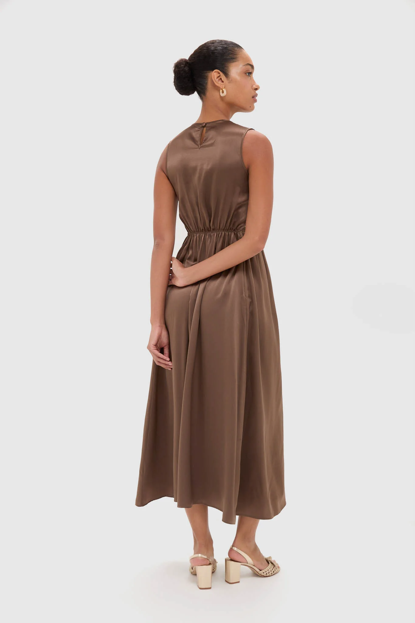Regio Brown Silk Gioia Midi Dress - Image 4