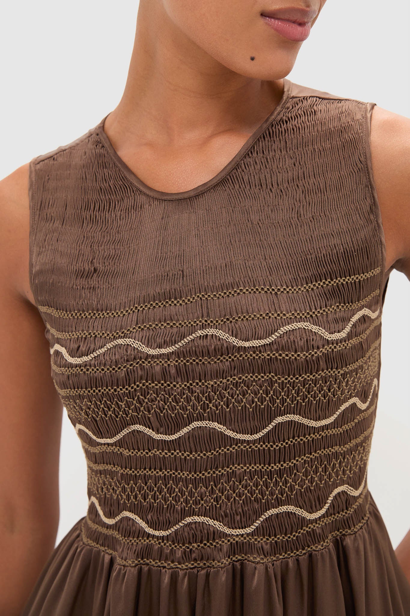Regio Brown Silk Gioia Midi Dress - Image 5
