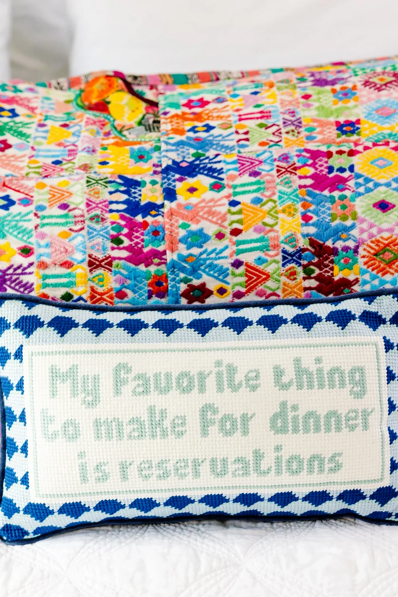 Reservations Needlepoint Pillow - Image 2