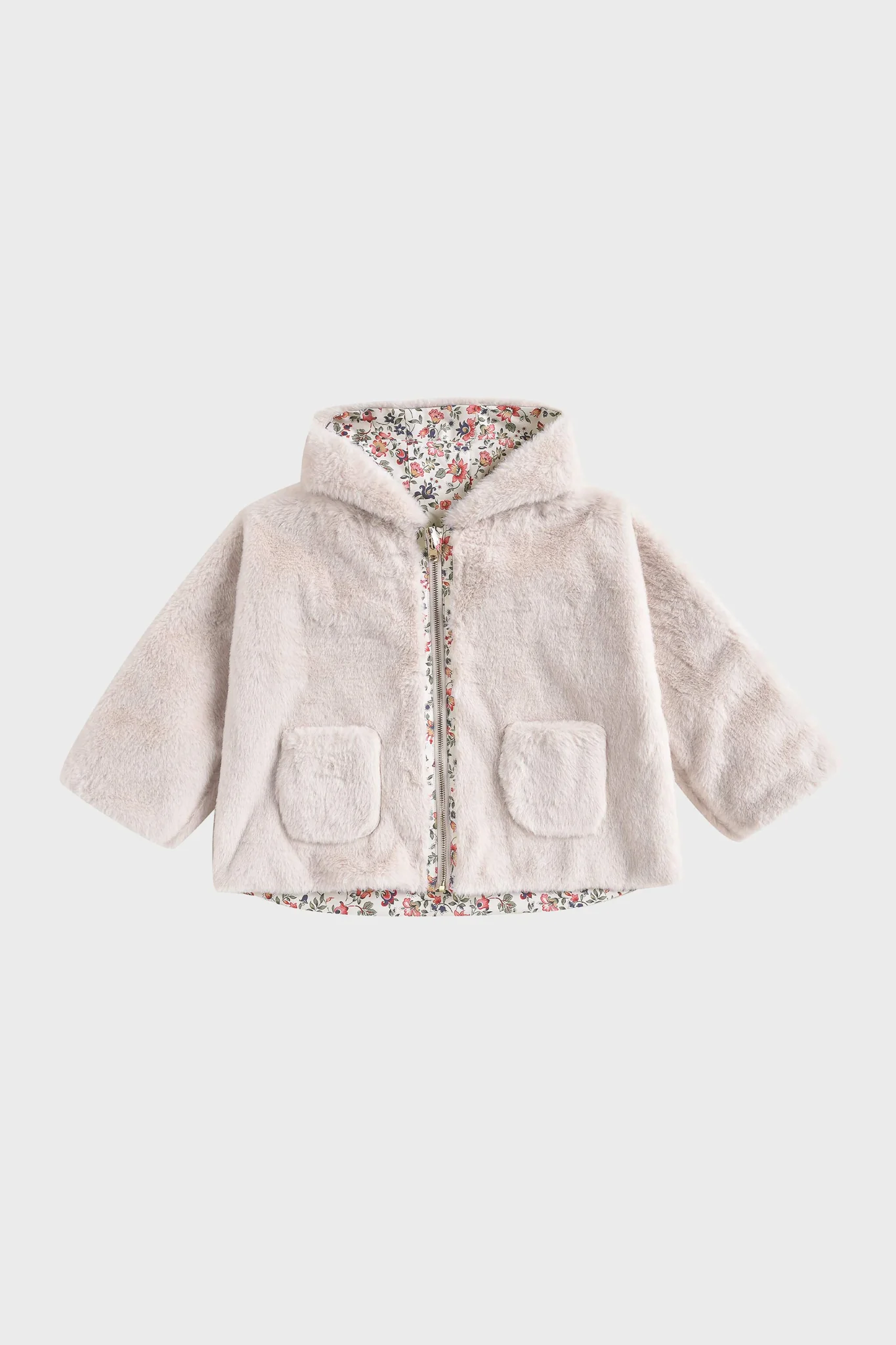 Reversible Coat Felvet Cream Wild Flowers - Image 2