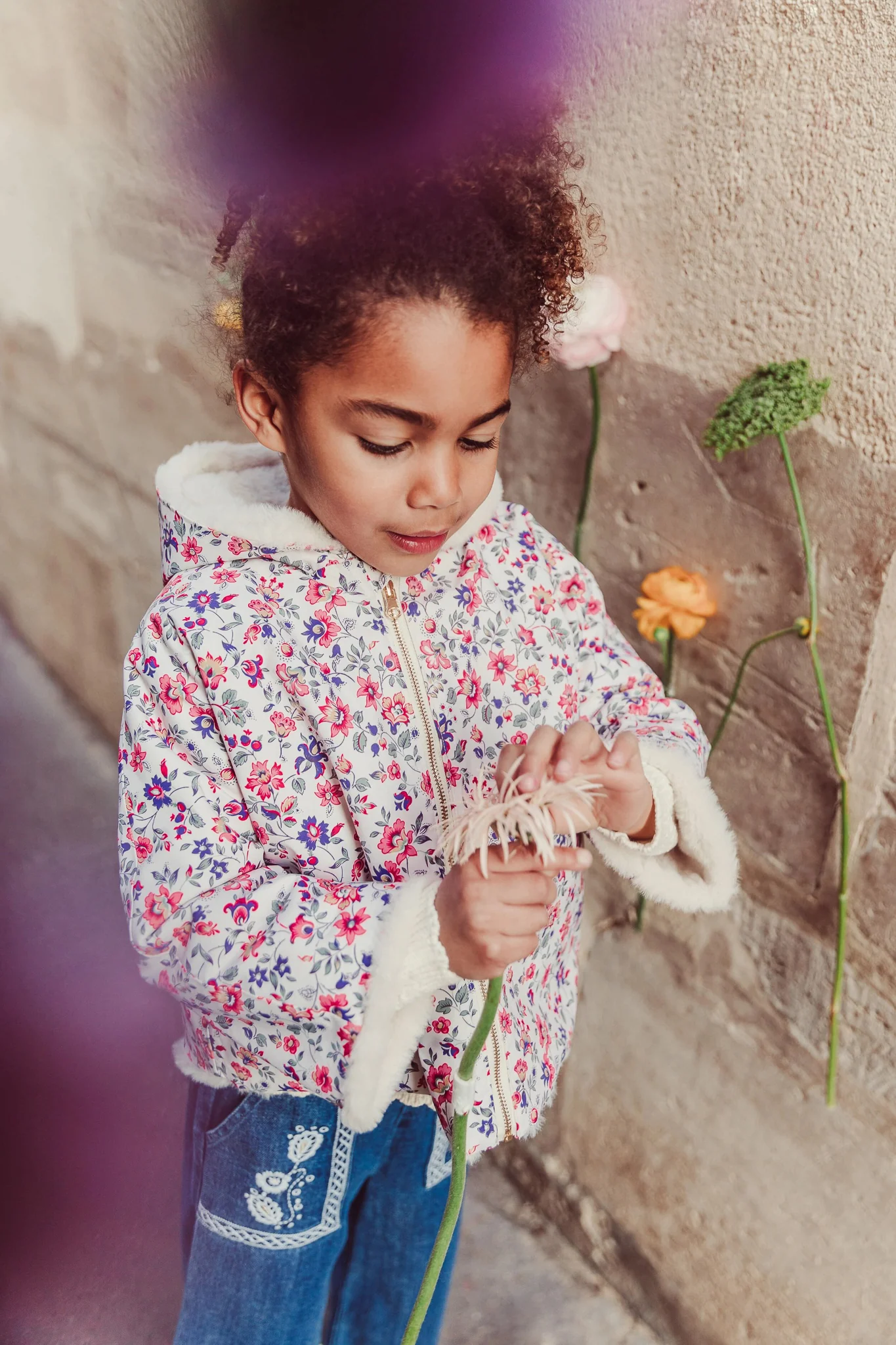 Reversible Coat Felvet Cream Wild Flowers - Image 3