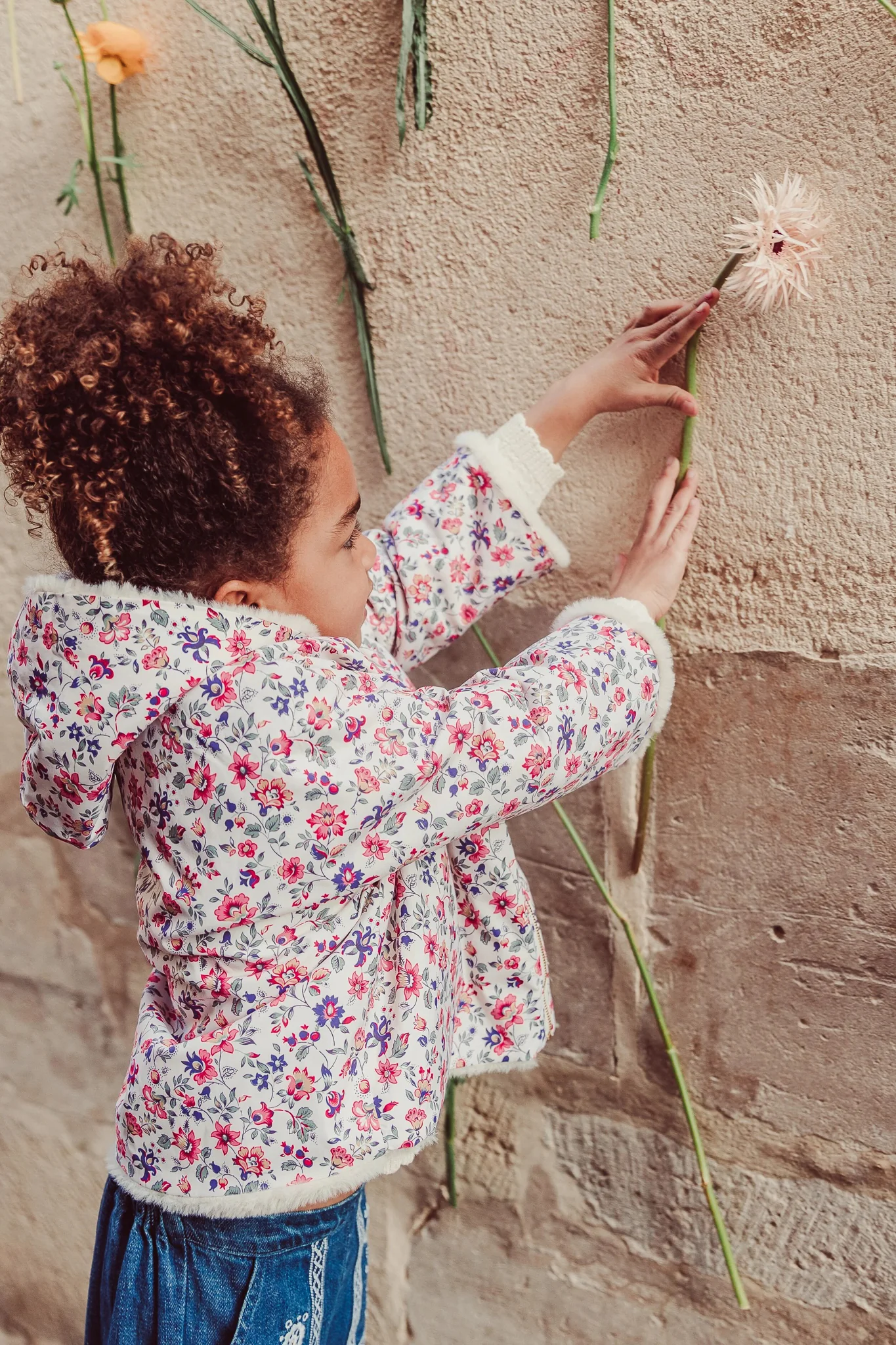 Reversible Coat Felvet Cream Wild Flowers - Image 4
